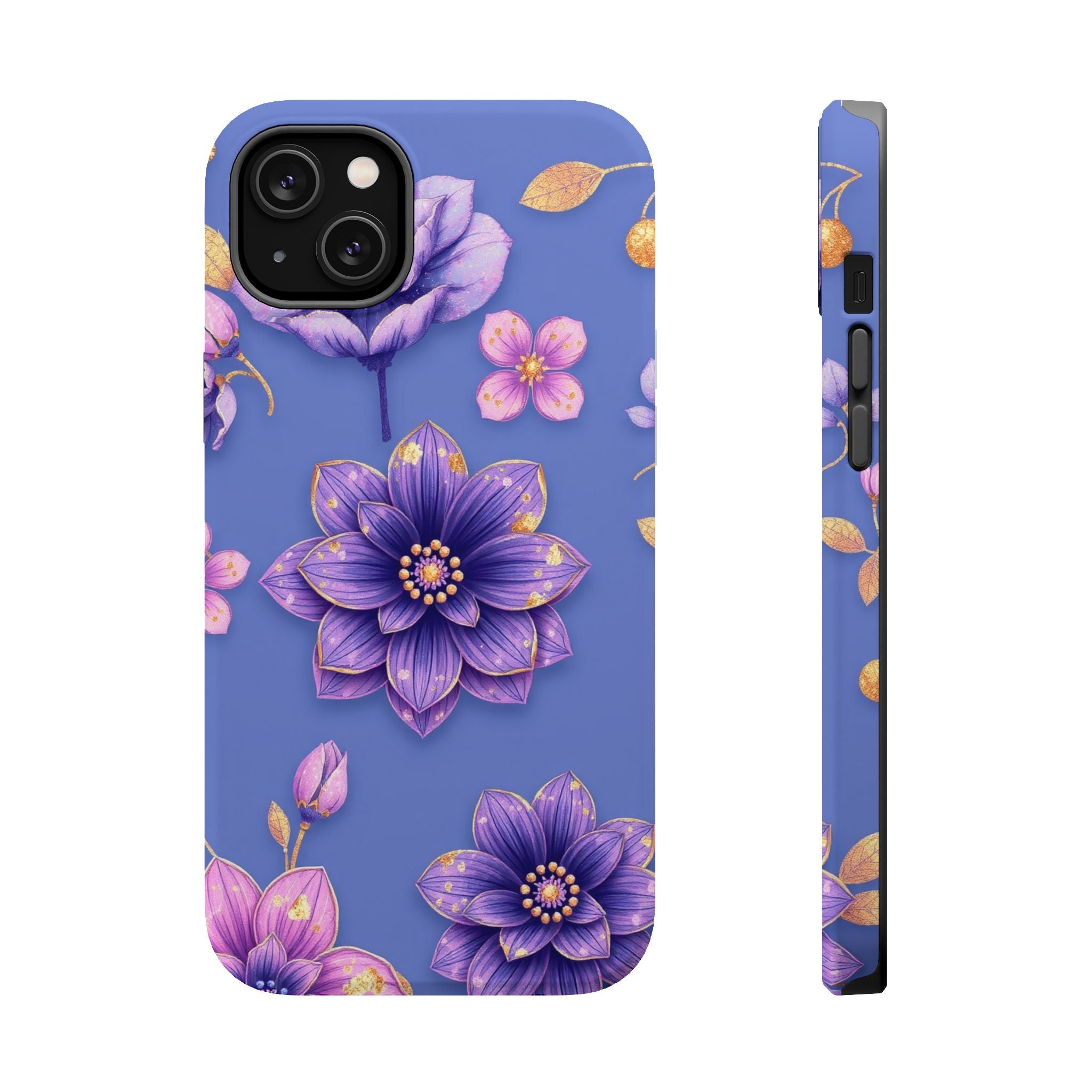 iPhone Indigo And Violet Floral Gold Foil Slim iPhone Everyday Designer · iPhone