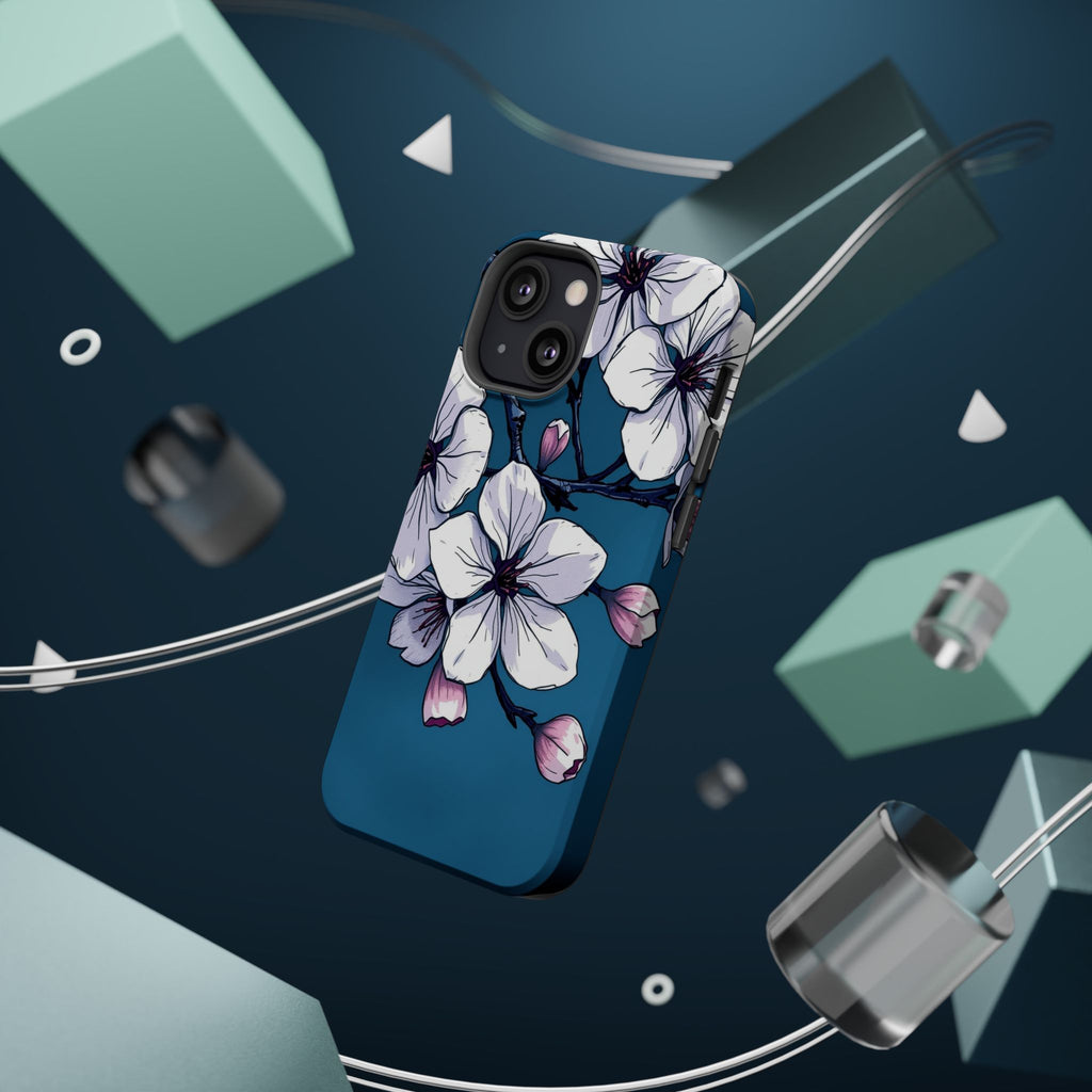 iPhone Midnight Blue And Silver Cherry Blossom Soft iPhone Finish · iPhone Case