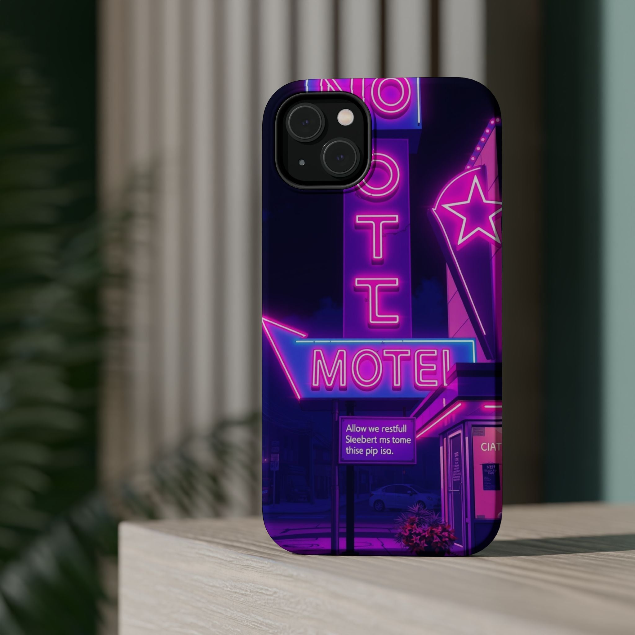 iPhone Neon Sign Motel Enchanted Art Slim Everyday Designer Case · iPhone Case