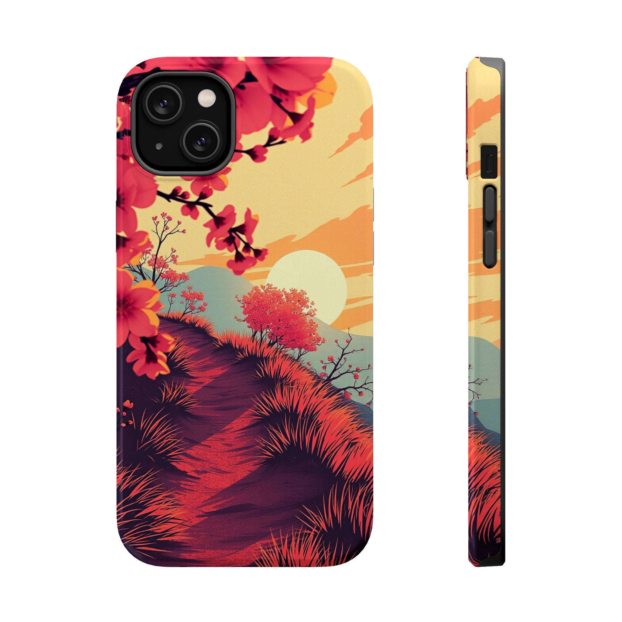 iPhone Sunset Amber And Peach Blossom Trail Soft iPhone 15 Finish · iPhone Case