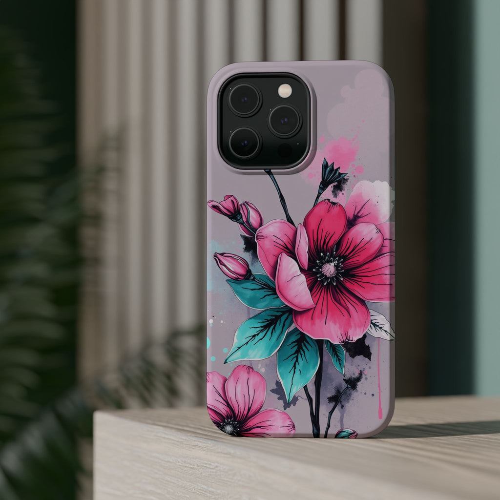 iPhone Mint And Blush Floral Ink Wash Slim Everyday Designer Case · iPhone Case