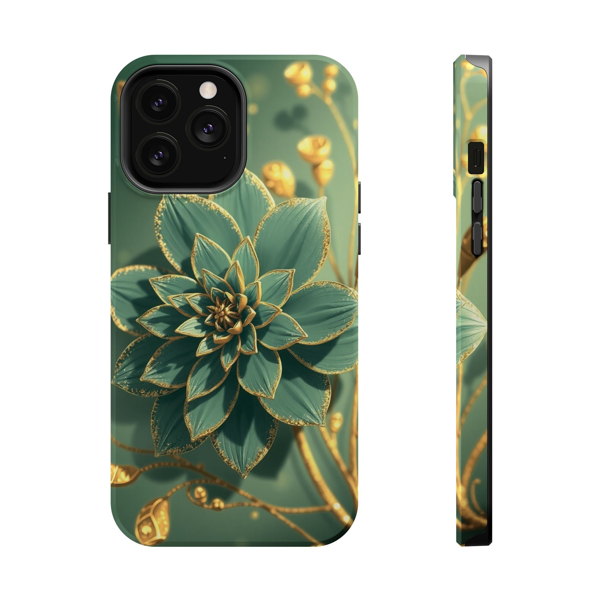 iPhone Floral Gold Foil Pixel Art -Bit Slim Everyday Designer Case · iPhone Case