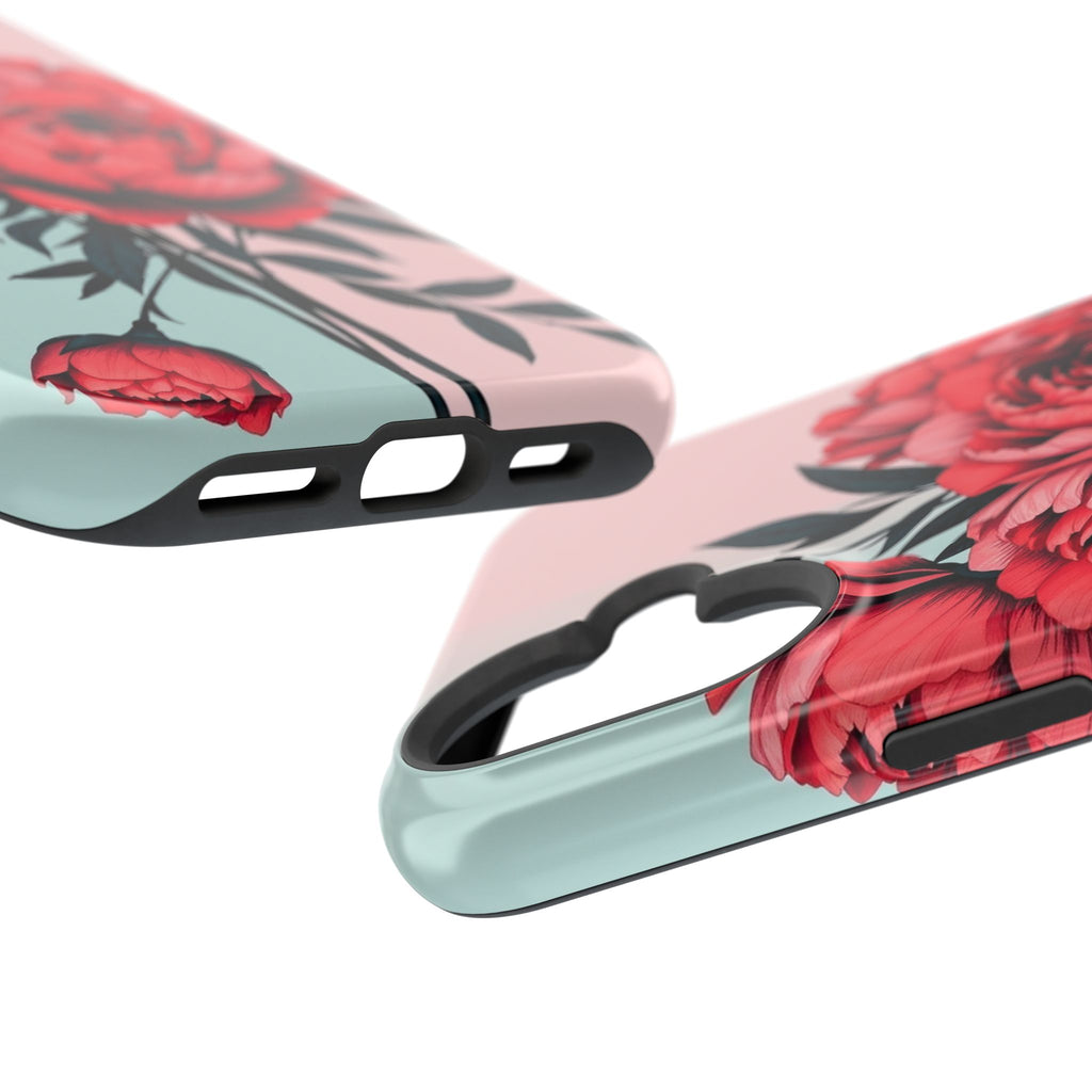 iPhone Teal And Coral Peony Bouquet Artistic Everyday Cas Slim Snap Case · iPhon