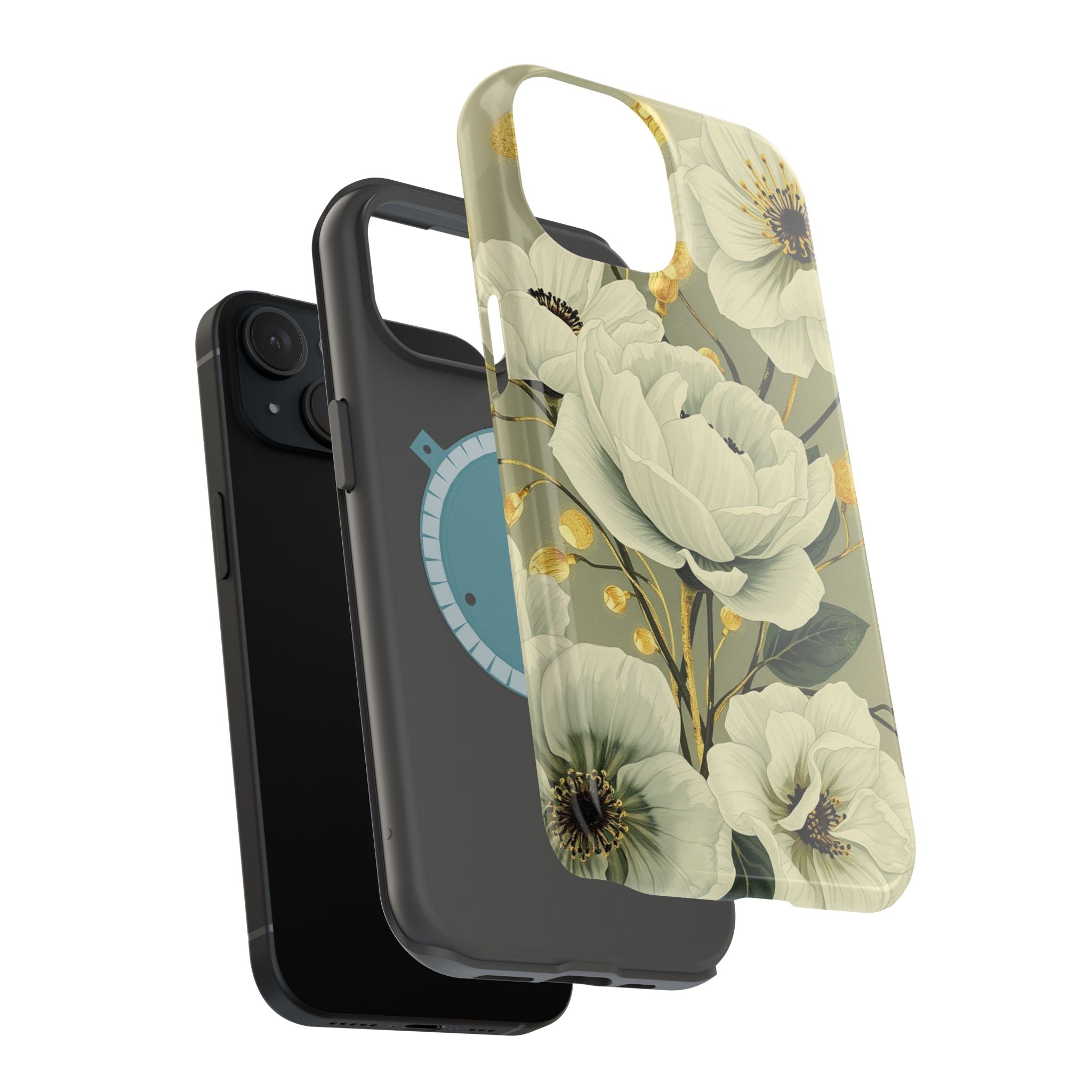 iPhone Sage And Ivory Floral Ink Wash Slim Everyday iPhone 14 Designer · iPhone