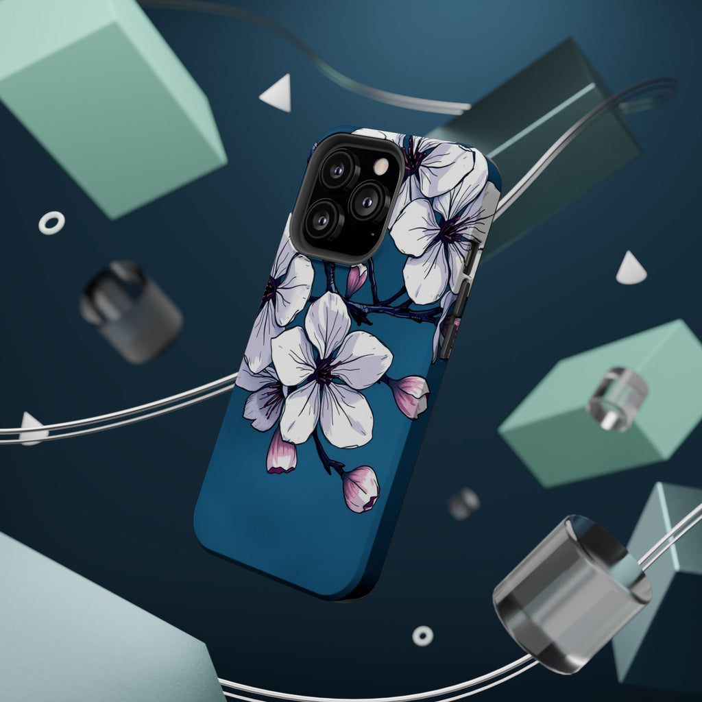 iPhone Midnight Blue And Silver Cherry Blossom Soft iPhone Finish · iPhone Case