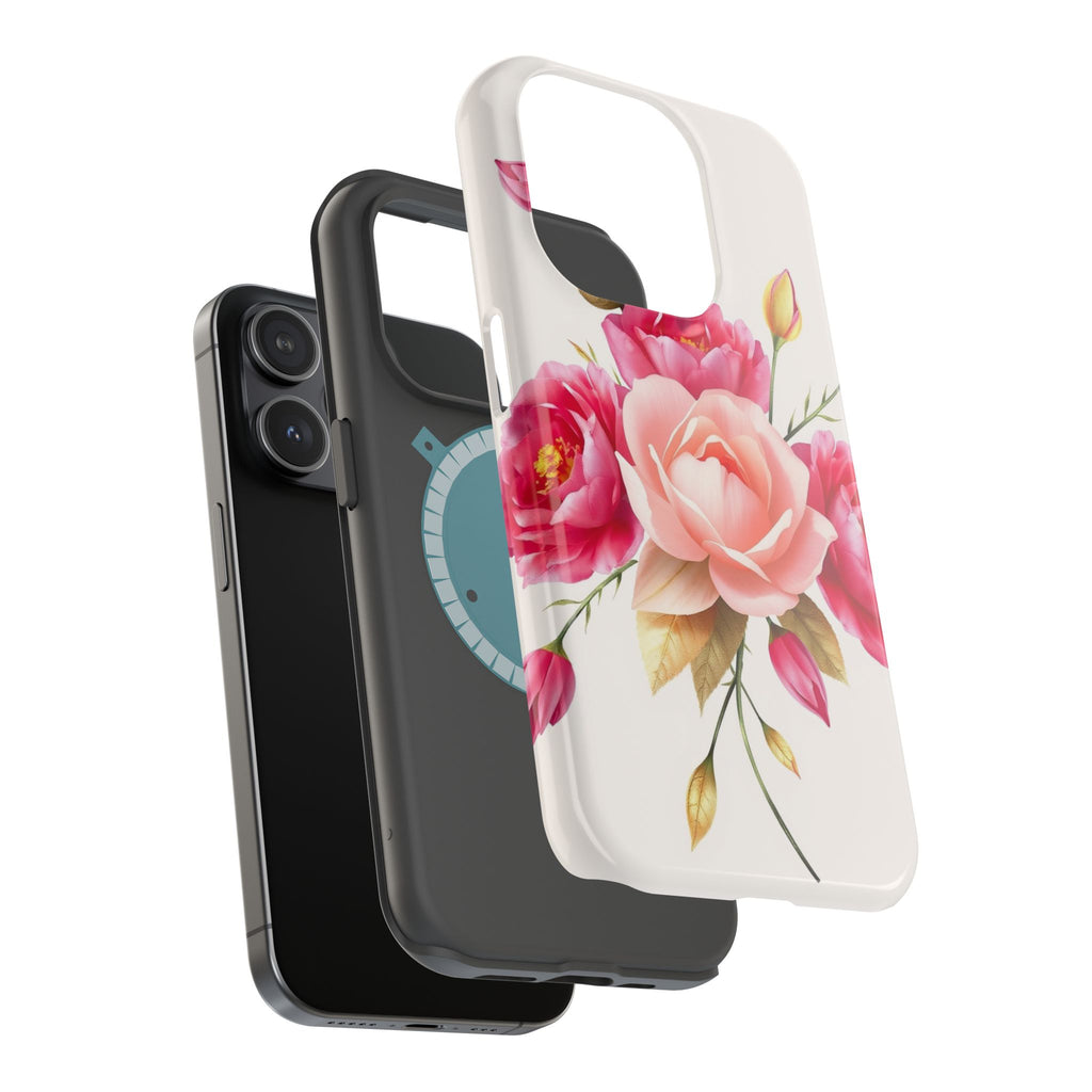 iPhone Rose Pink And Cream Neon Floral Slim Everyday Designer Case · iPhone Case