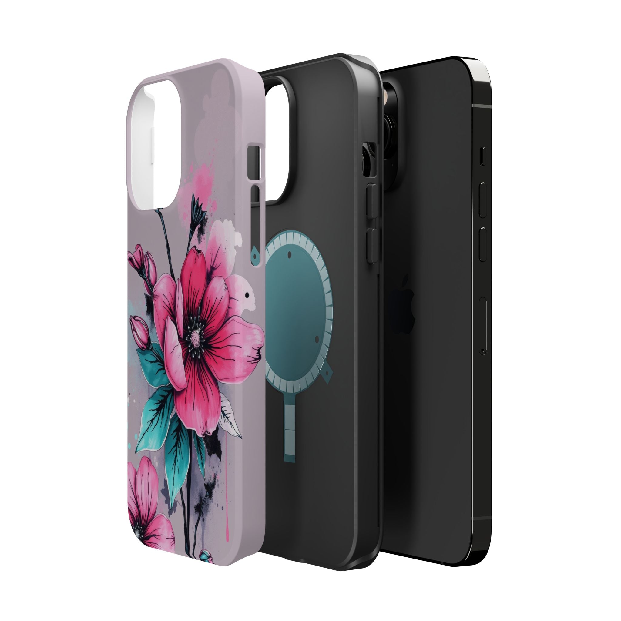 iPhone Mint And Blush Floral Ink Wash Slim Everyday Designer Case · iPhone Case