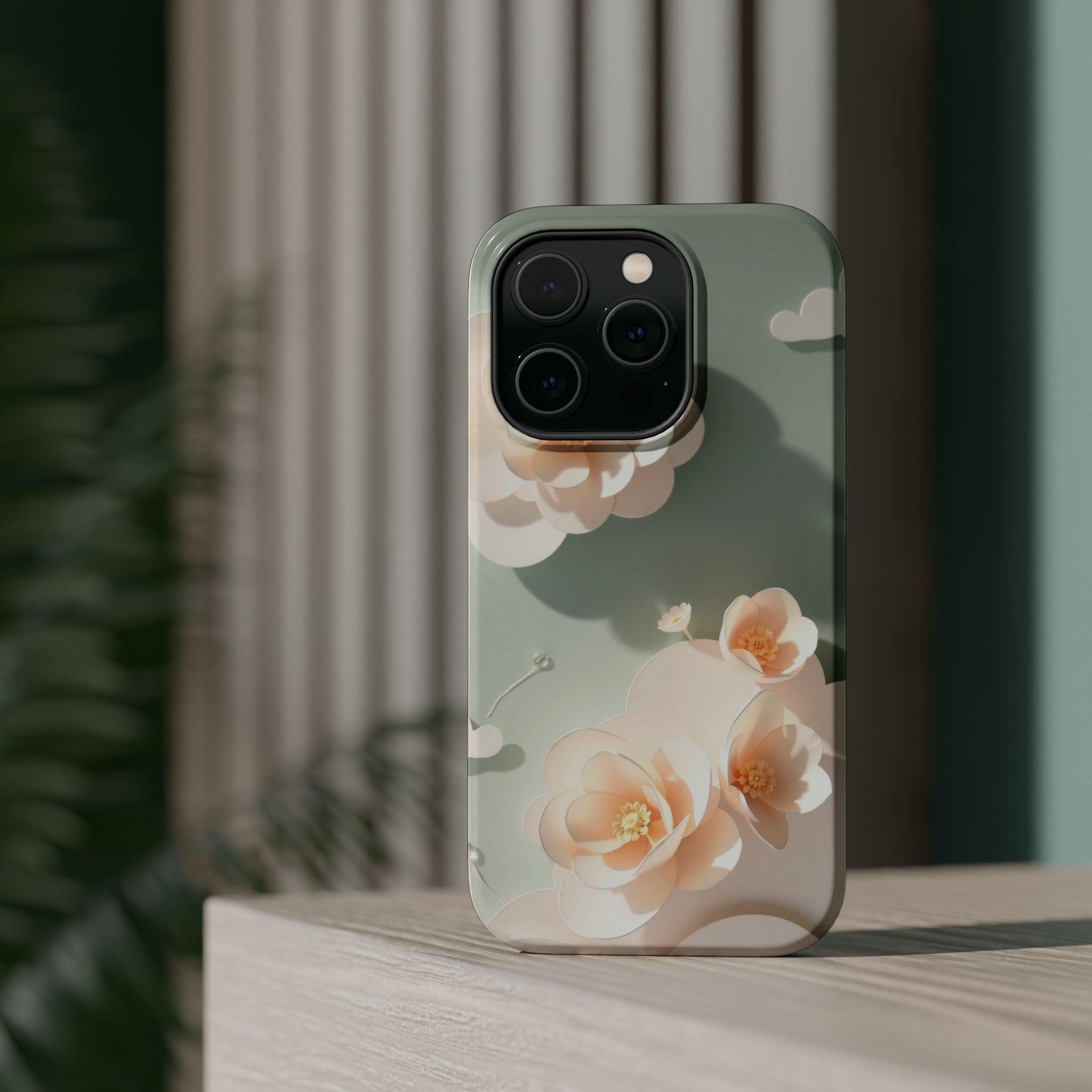 iPhone Sage And Ivory Pastel Floral Cloud Slim iPhone Everyday Designer · iPhone