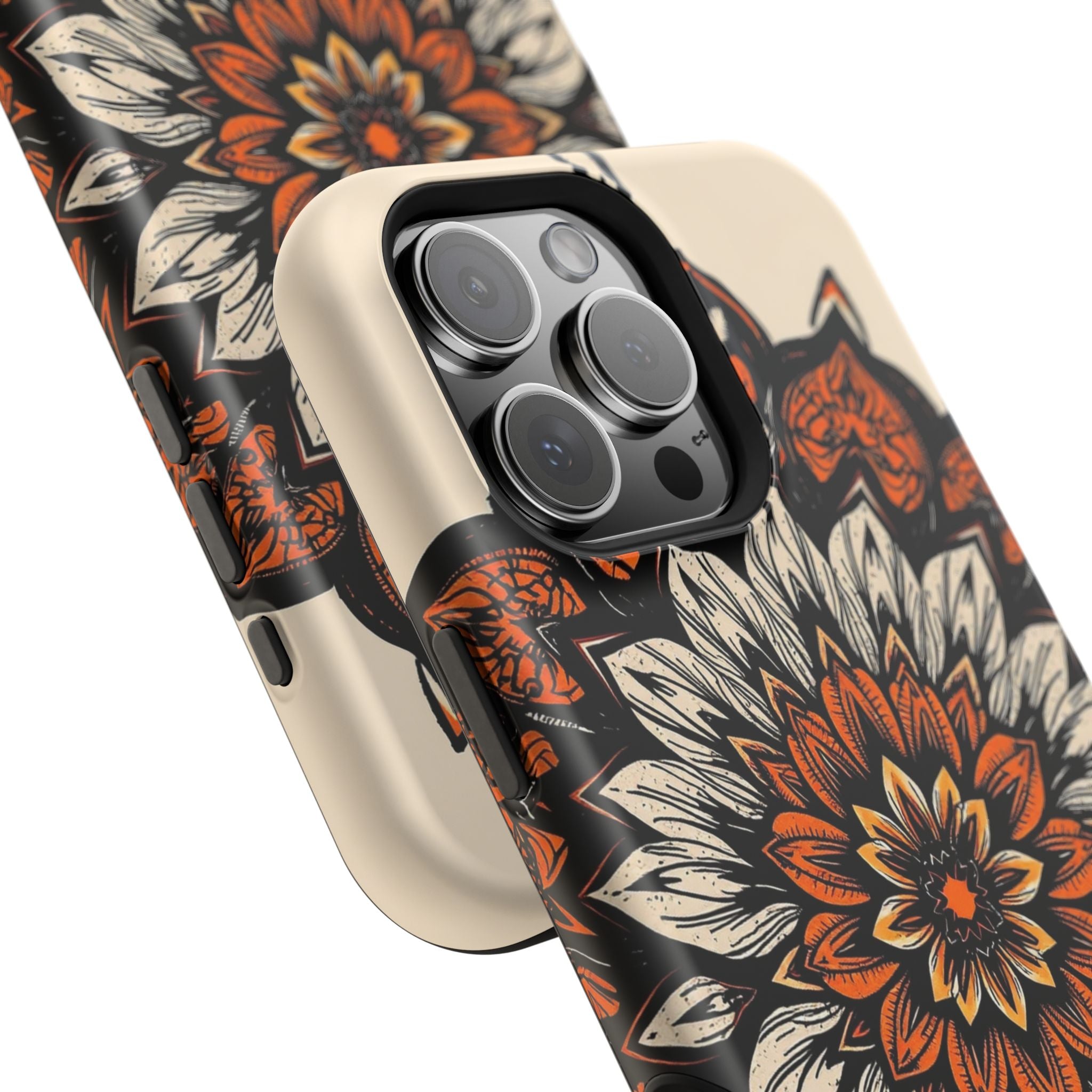 iPhone Burnt Orange And Sand Floral Mandala Slim Snap Cas Carry Case · iPhone Ca