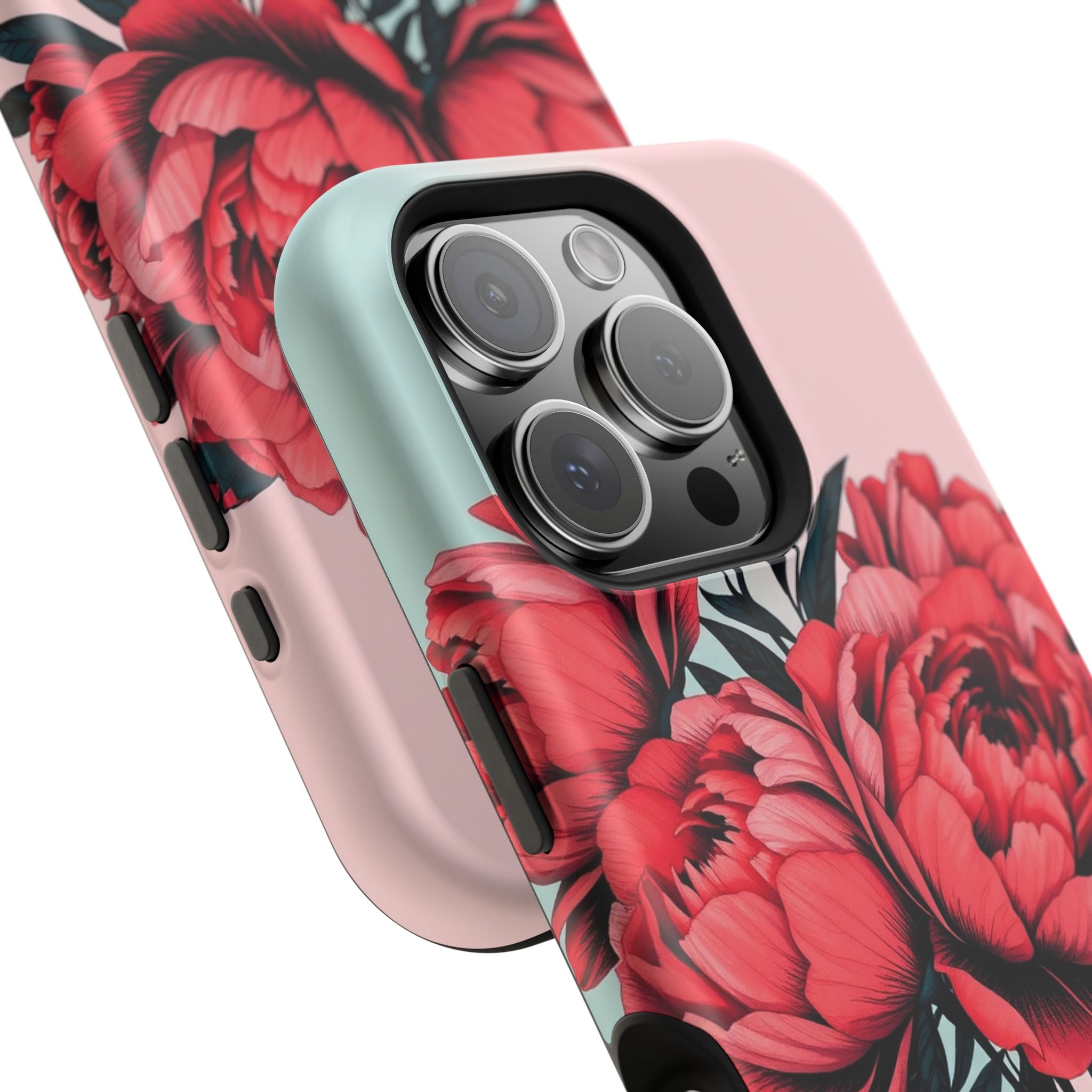 iPhone Teal And Coral Peony Bouquet Artistic Everyday Cas Slim Snap Case · iPhon