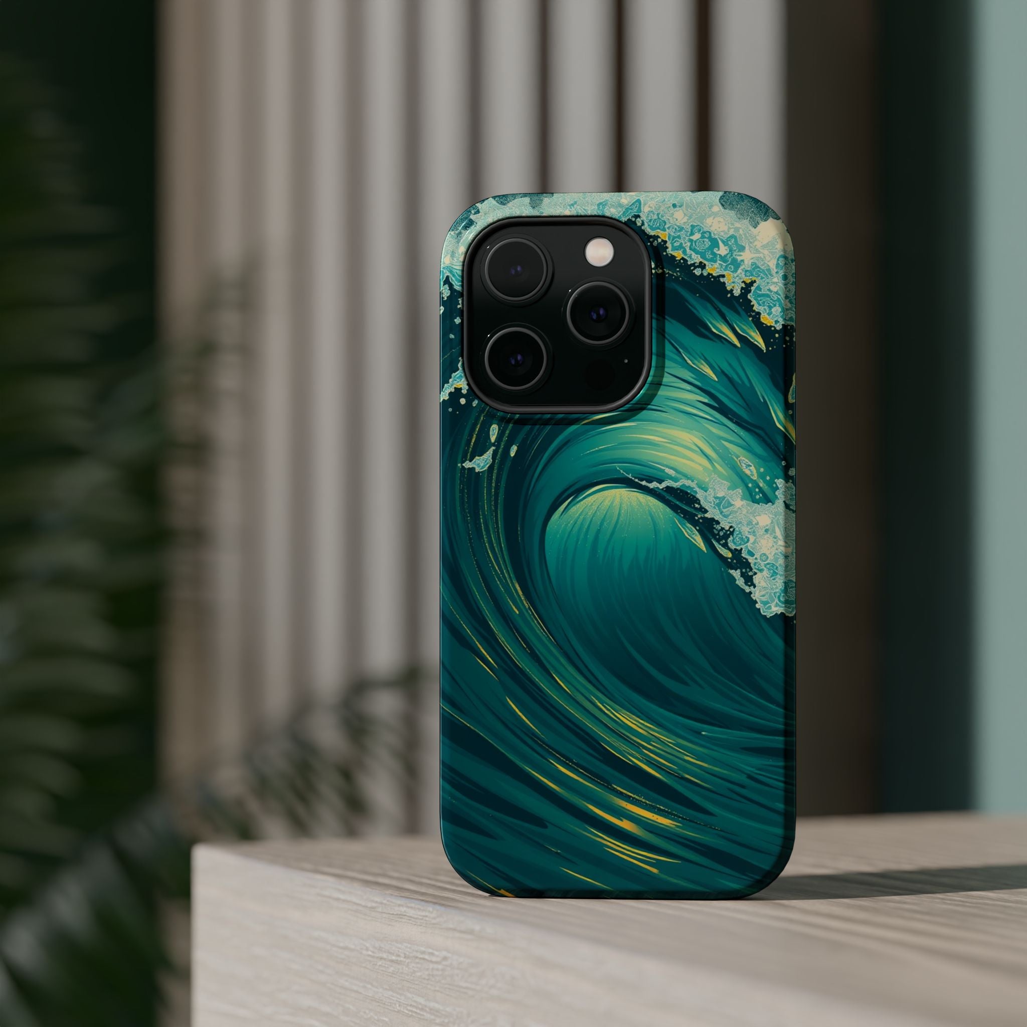 iPhone Emerald Green And Gold Ocean Wave Crash Soft iPhone Finish · iPhone Case