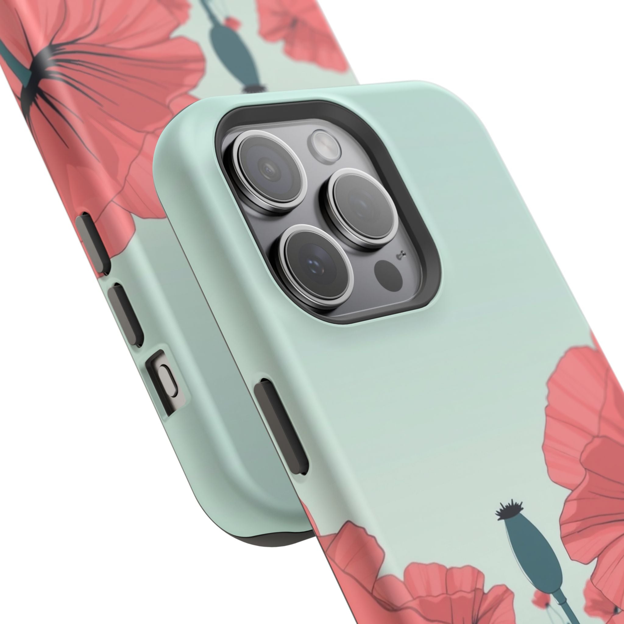 iPhone Mint And Blush Poppy Field Bold Modern Everyday Snap Case · iPhone Case