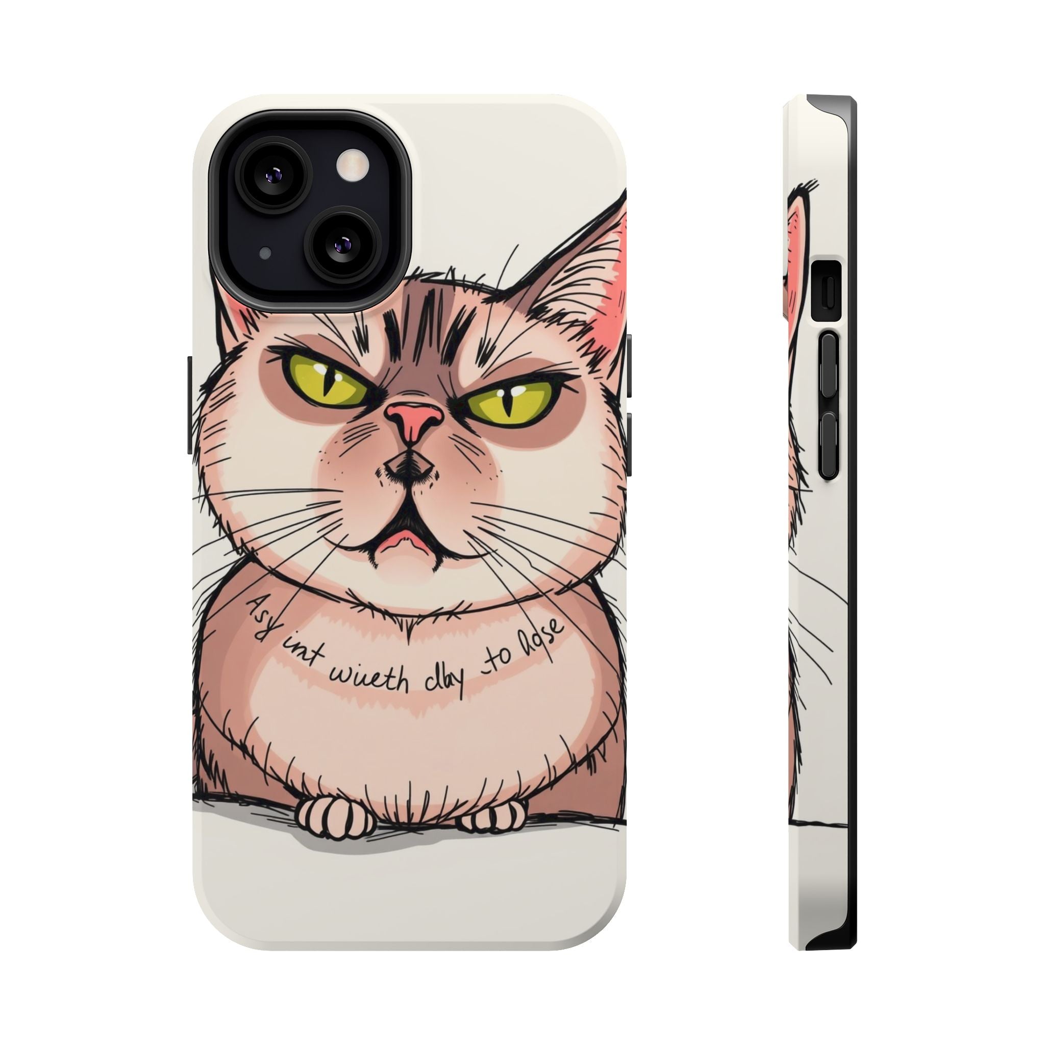 iPhone Sarcastic Cat Verdict Hand-Drawn Sketch Soft Finish Everyday Case · iPhon