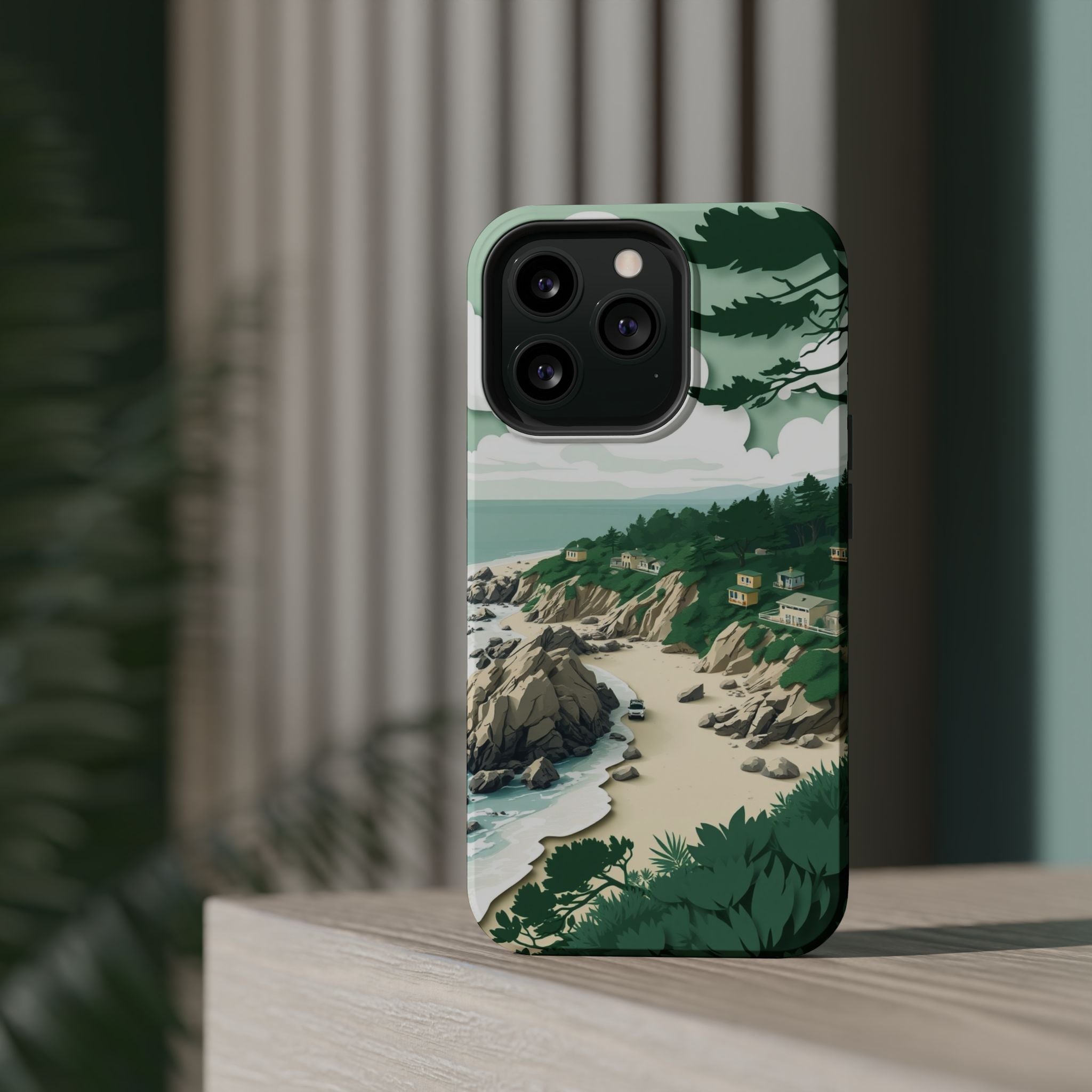 iPhone Pebble Beach Paper Cut Art Bold Modern Everyday Snap Case · iPhone Case