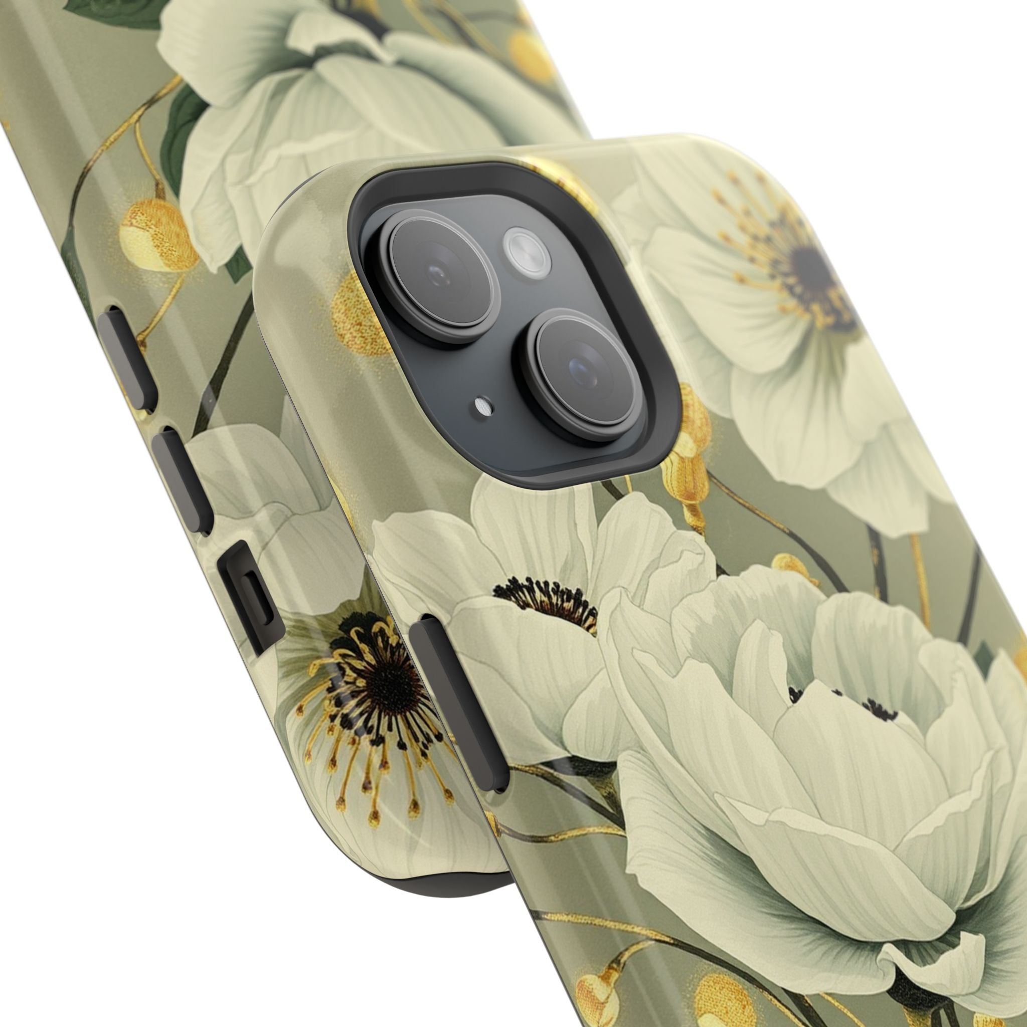 iPhone Sage And Ivory Floral Ink Wash Slim Everyday iPhone 14 Designer · iPhone