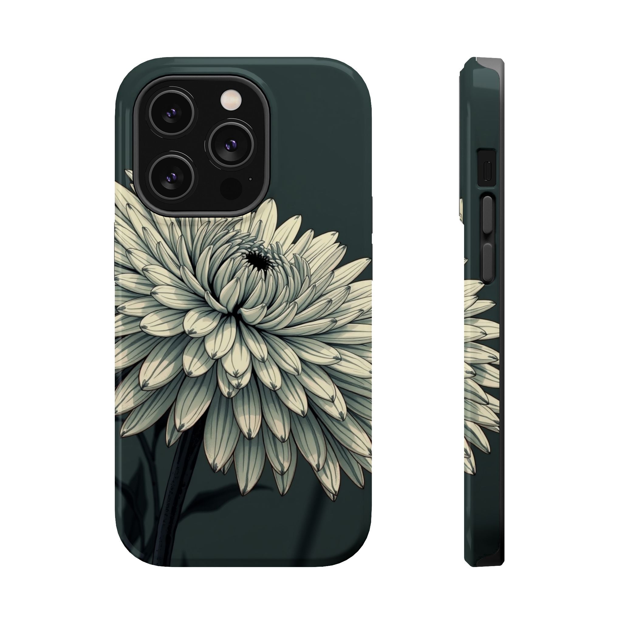 iPhone Chrysanthemum Classic Dark Gothic Ink Carry Case Slim Snap Case · iPhone
