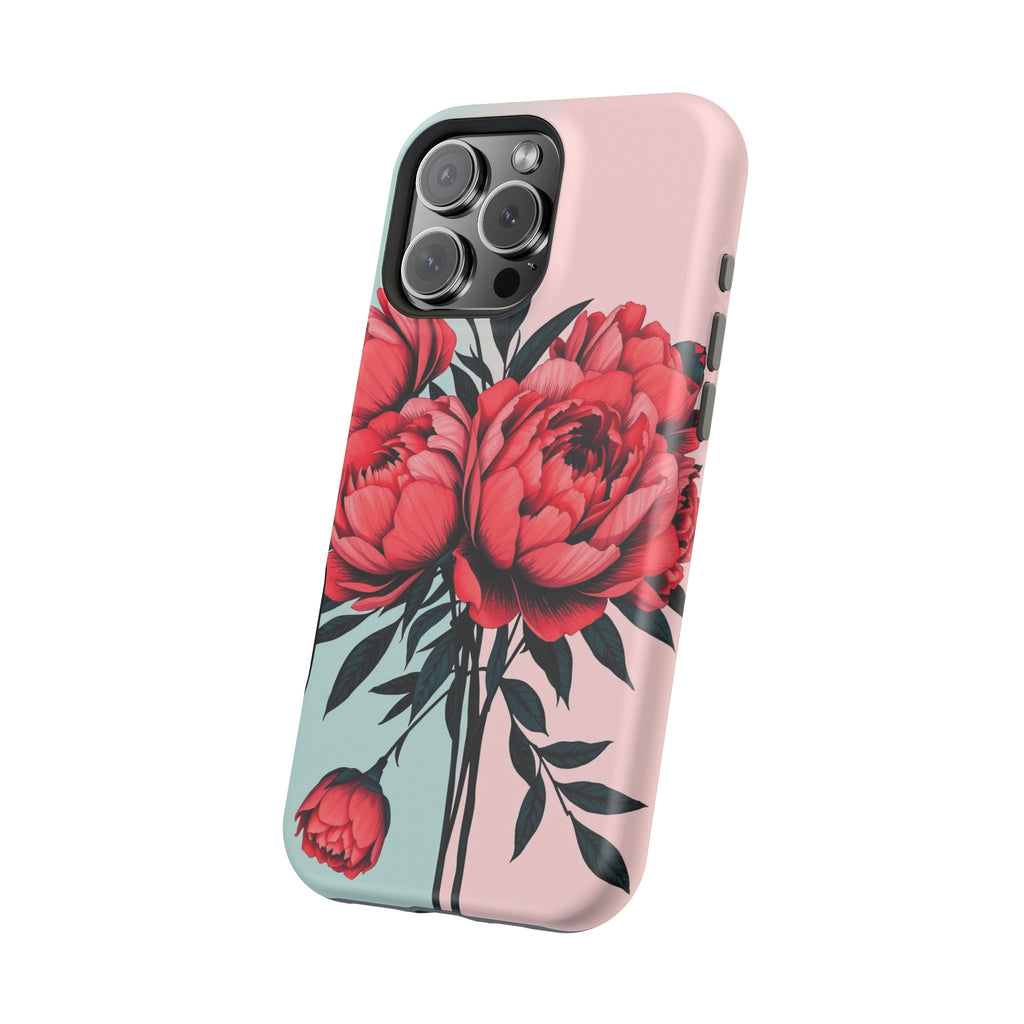 iPhone Teal And Coral Peony Bouquet Artistic Everyday Cas Slim Snap Case · iPhon