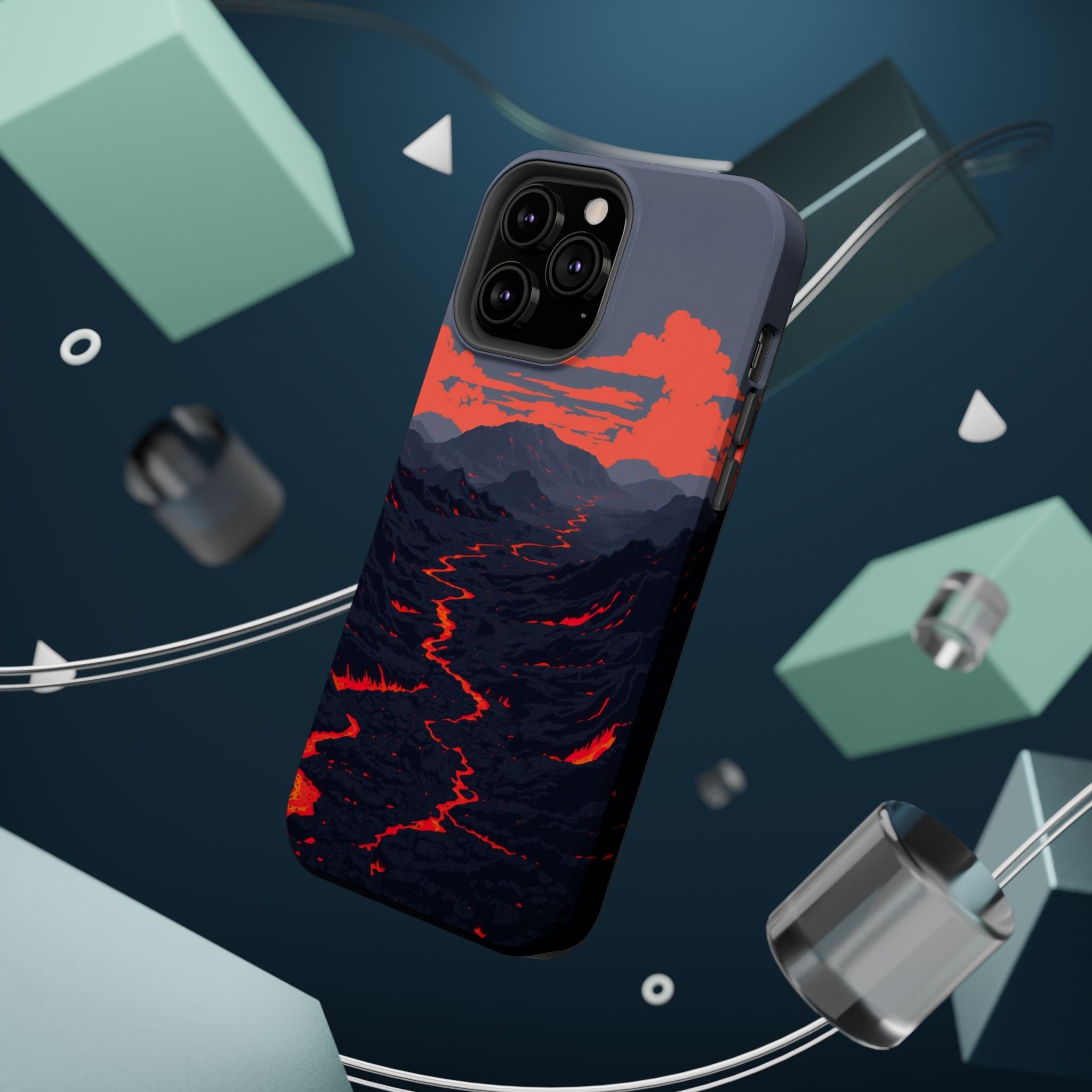 iPhone Lava Field Pixel Art -Bit Bold Modern Everyday Snap Case · iPhone Case