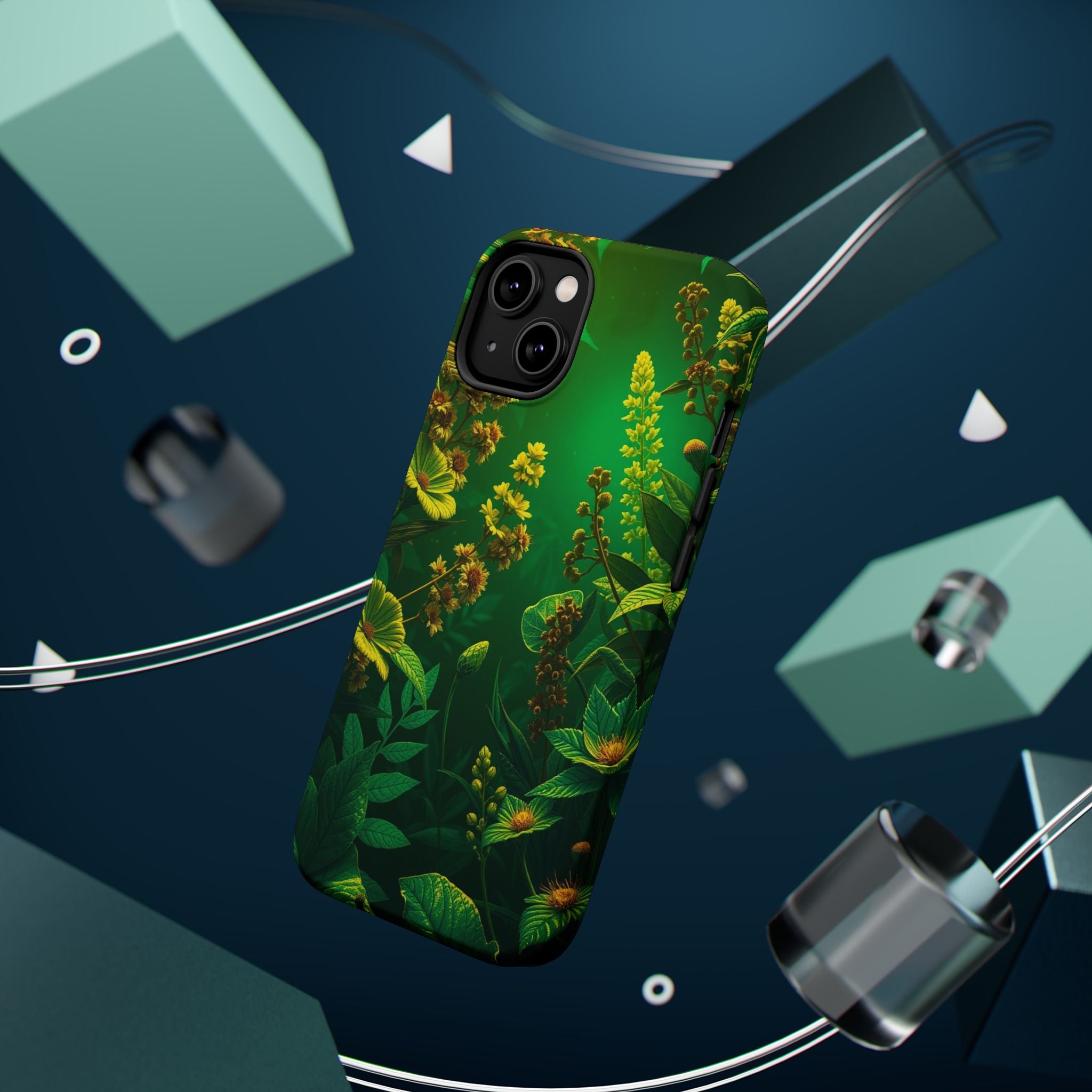 iPhone Emerald Green And Gold Vintage Botanicals Print Slim Snap Case · iPhone C