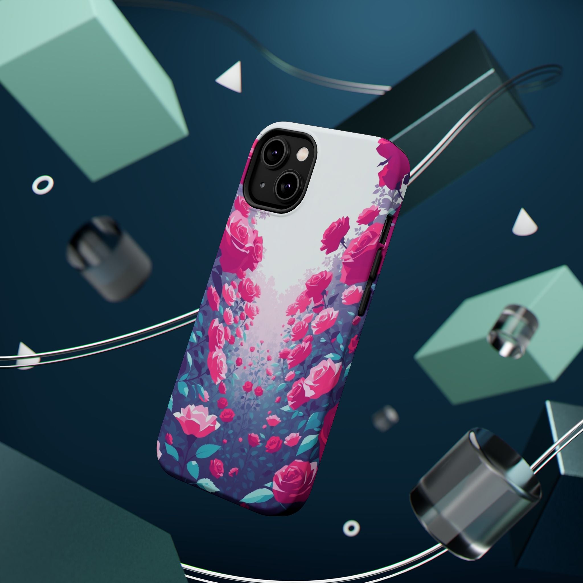 iPhone Cyan And Magenta Rose Garden Slim Everyday Designer Case · iPhone Case