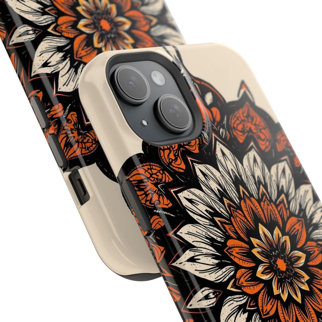 iPhone Burnt Orange And Sand Floral Mandala Slim Snap Cas Carry Case · iPhone Ca