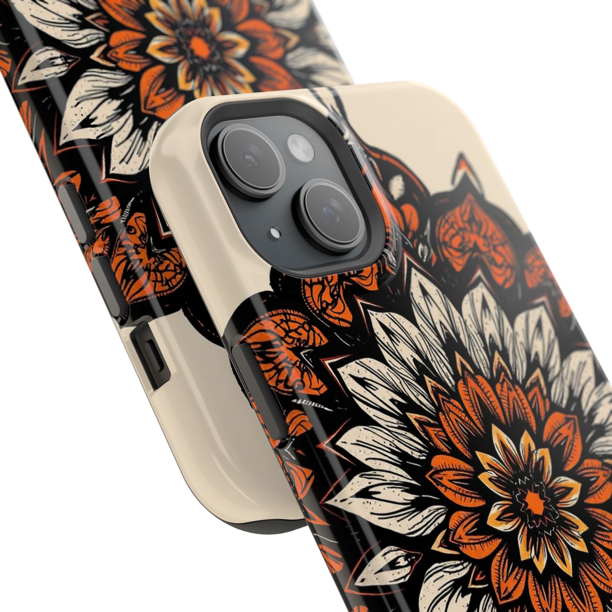 iPhone Burnt Orange And Sand Floral Mandala Slim Snap Cas Carry Case · iPhone Ca