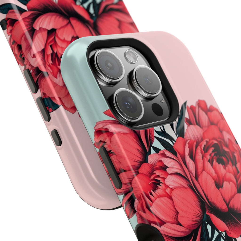 iPhone Teal And Coral Peony Bouquet Artistic Everyday Cas Slim Snap Case · iPhon