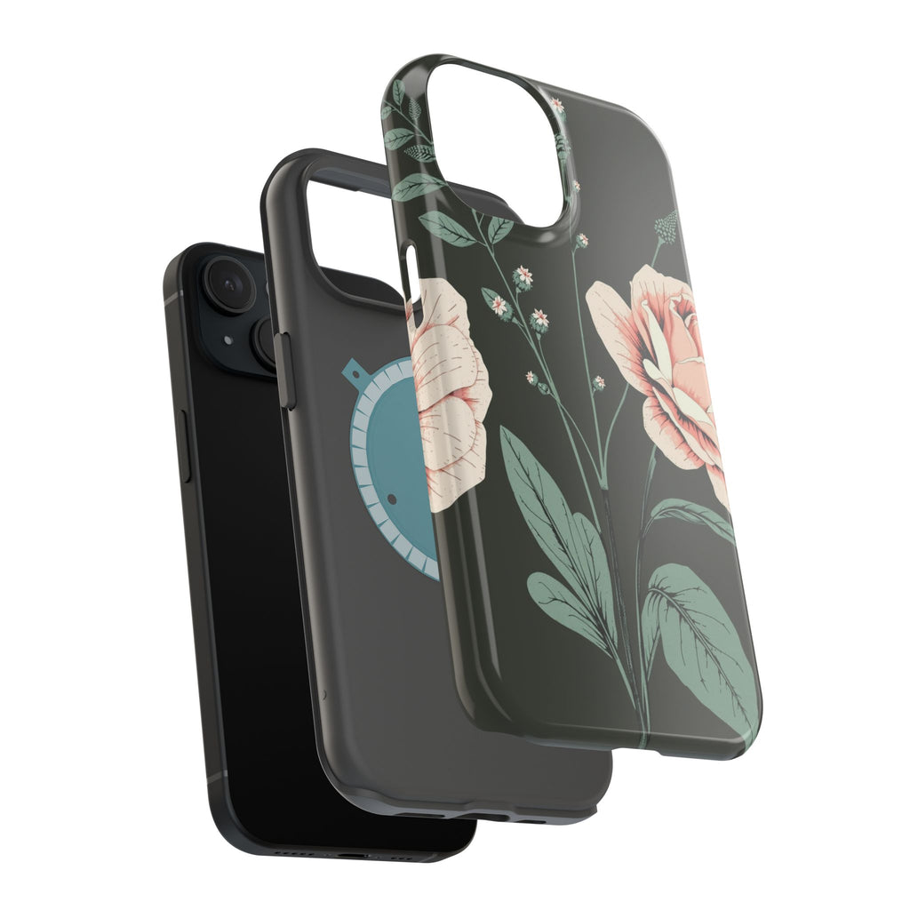 iPhone Mint And Blush Vintage Botanical Print Slim Everyday Designer Case · iPho