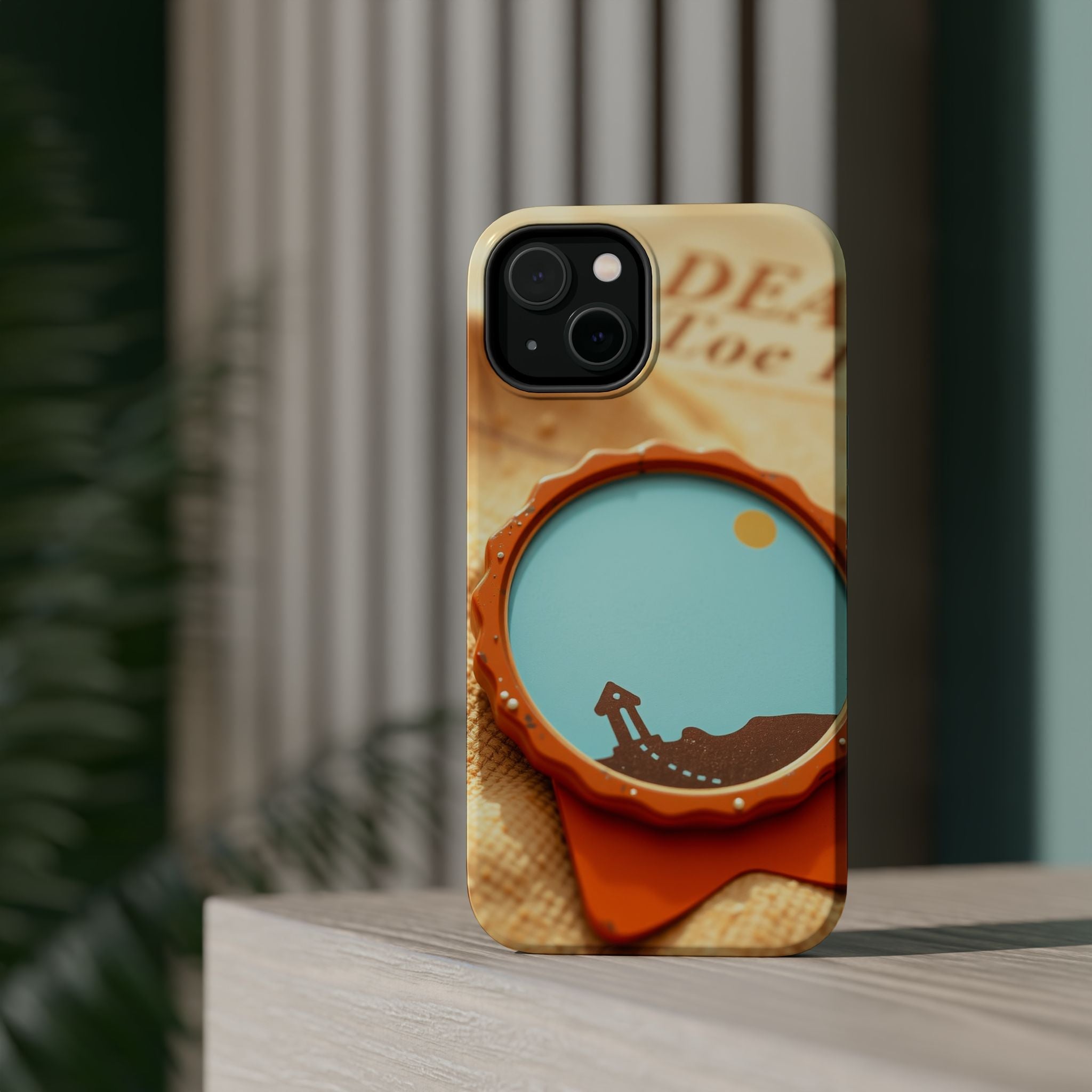 iPhone Burnt Orange And Sand Retro Travel Badge Soft Finish Everyday Case · iPho