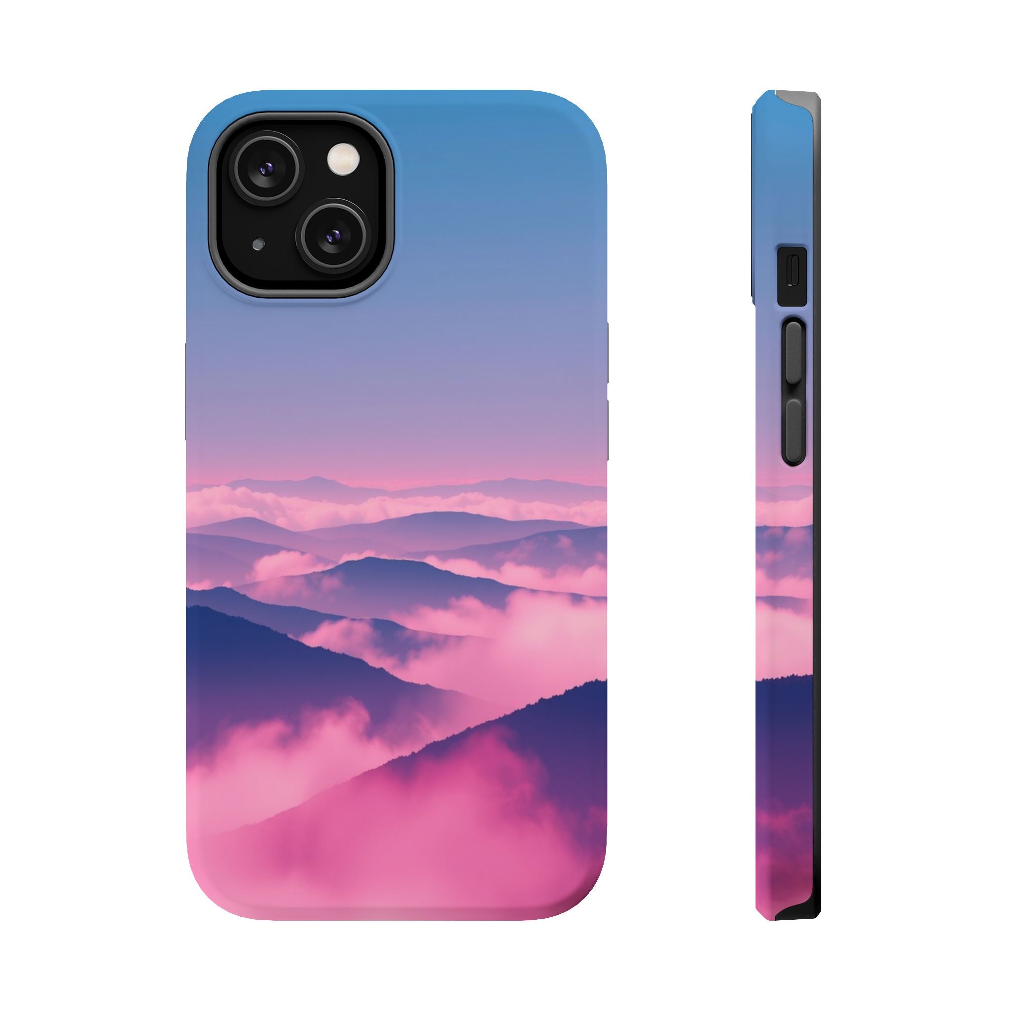 iPhone Dreamy Fog Rolling Over Hills Design Soft iPhone 19 Finish · iPhone Case