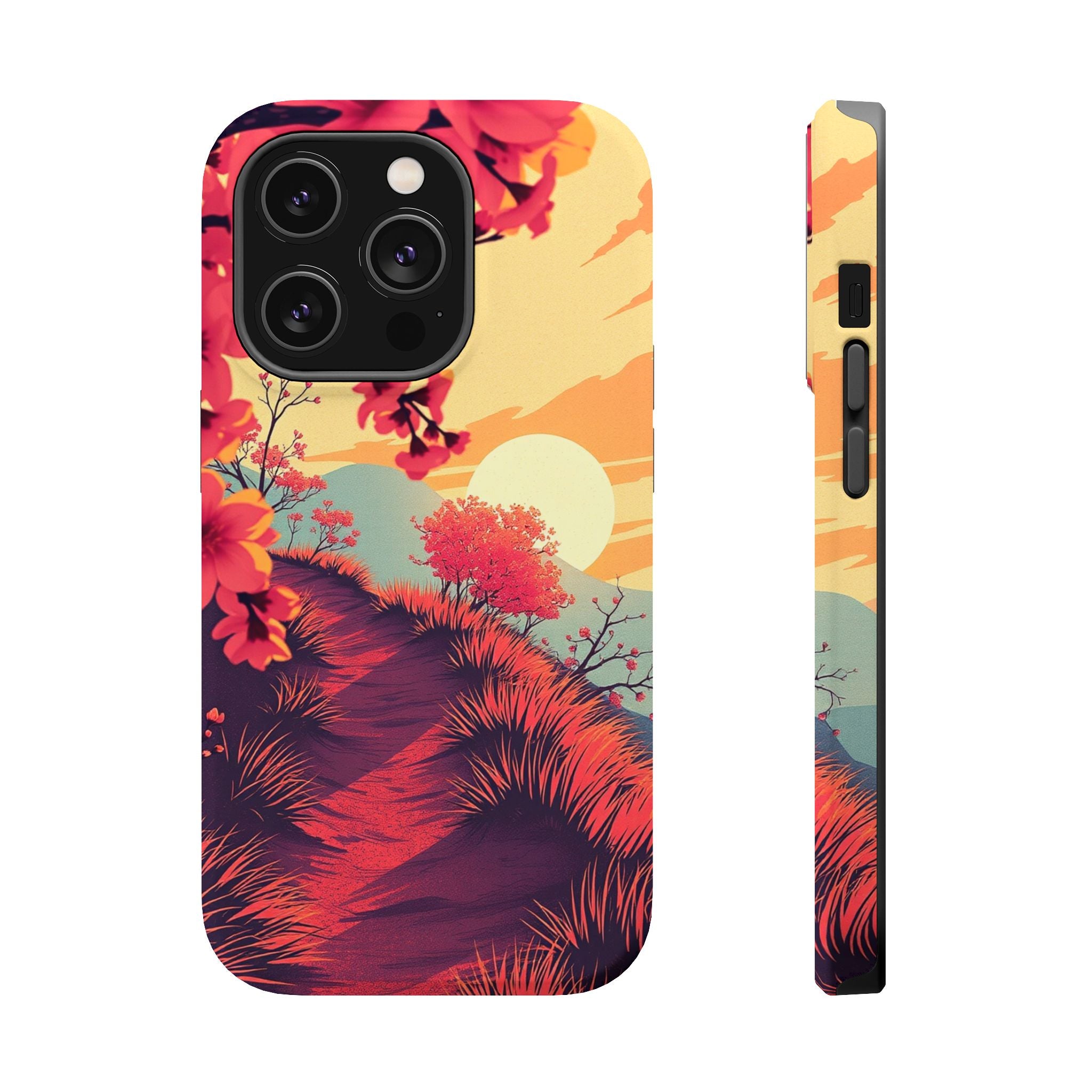 iPhone Sunset Amber And Peach Blossom Trail Soft iPhone 15 Finish · iPhone Case
