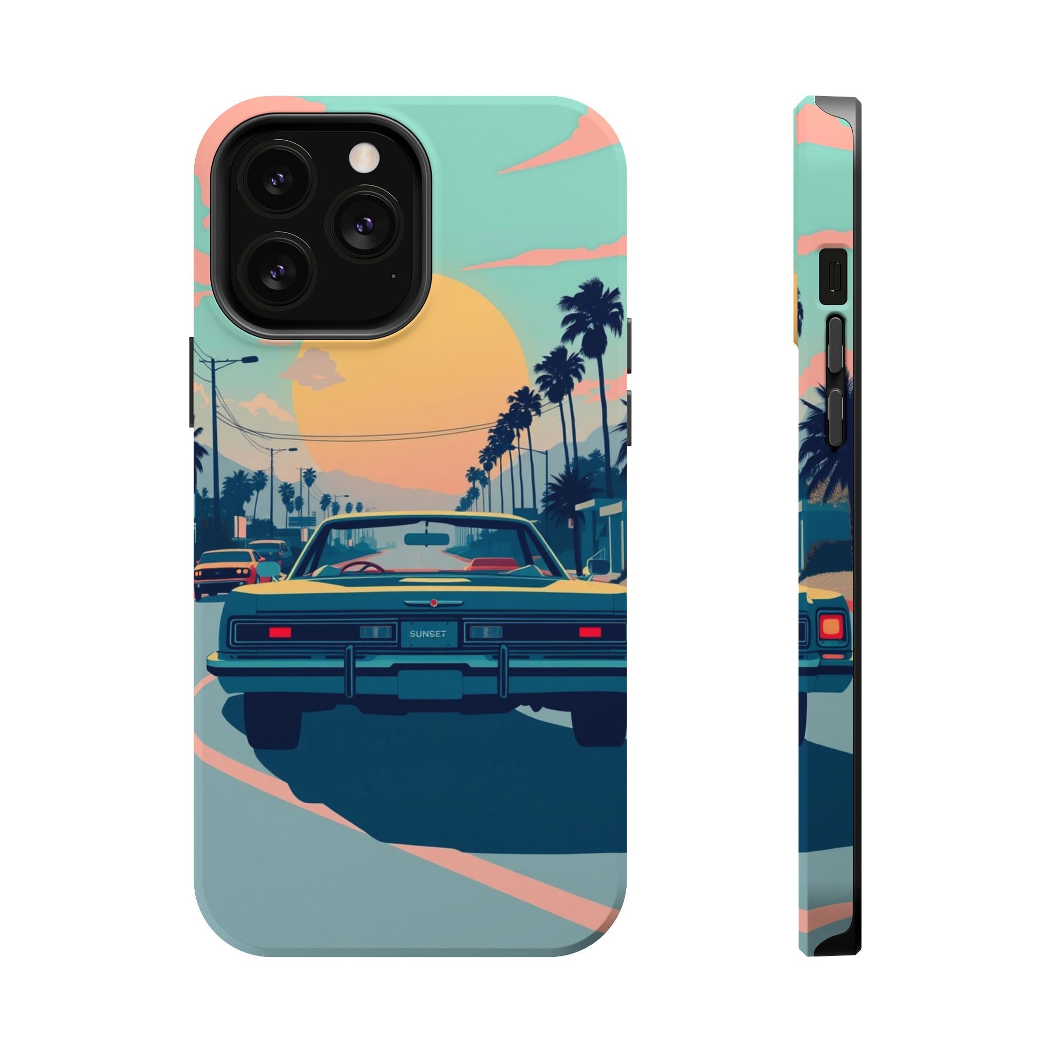 iPhone Sunset Drive 80s Pop Art Bold Slim Everyday Designer Case · iPhone Case
