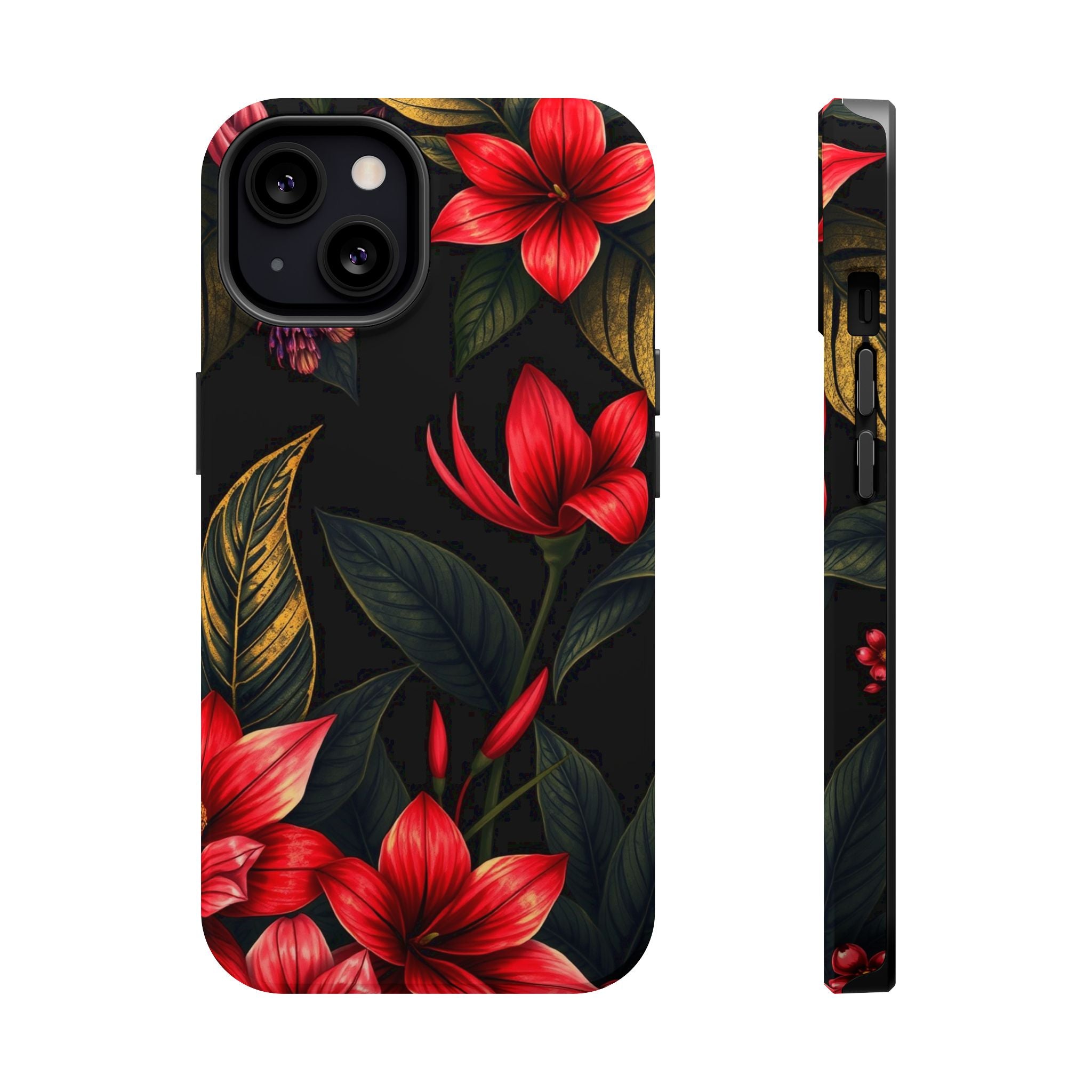 iPhone Black And Crimson Jungle Floral Slim Everyday Designer Case · iPhone Case