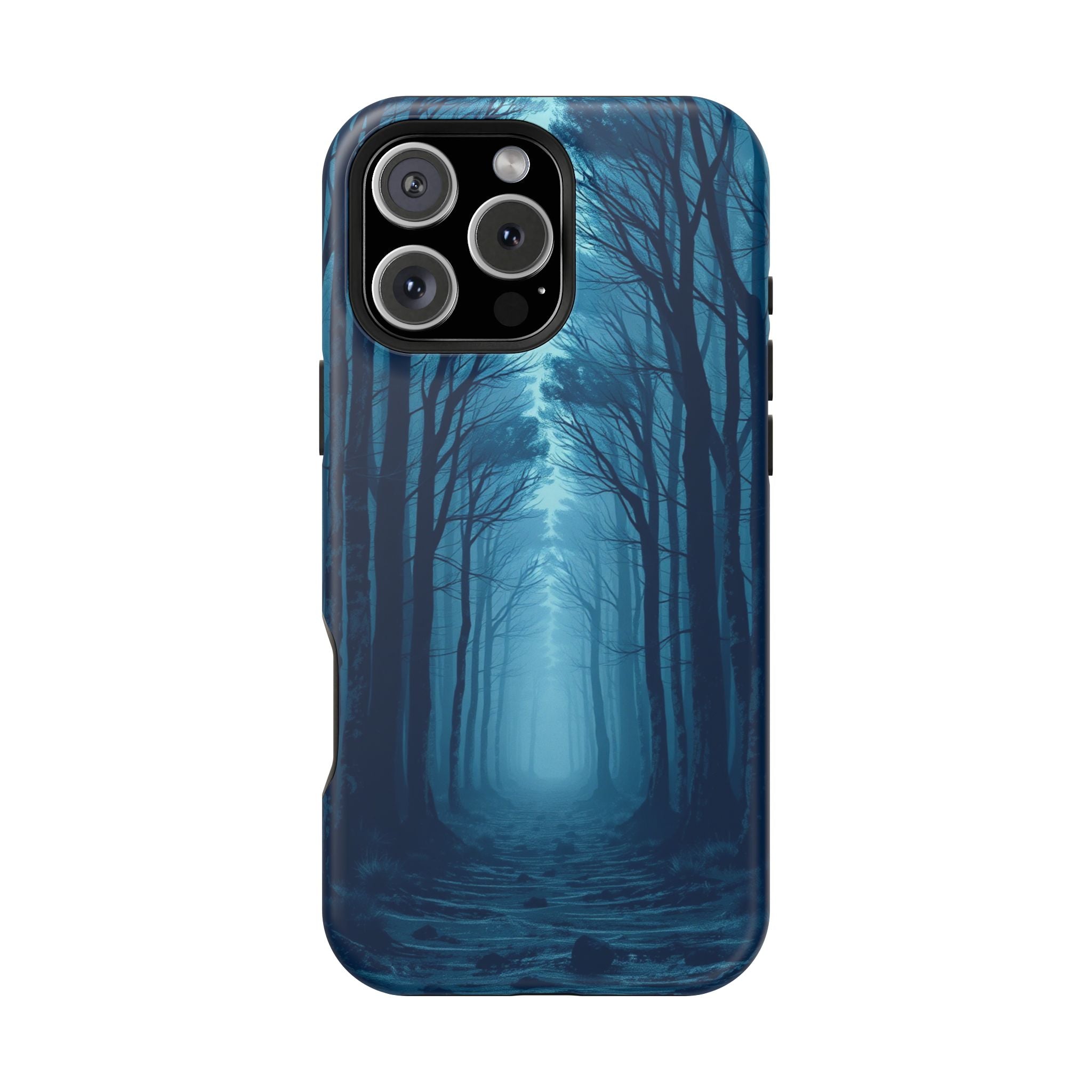 iPhone Midnight Blue And Silver Misty Forest Path iPhone Clean Minimal · iPhone