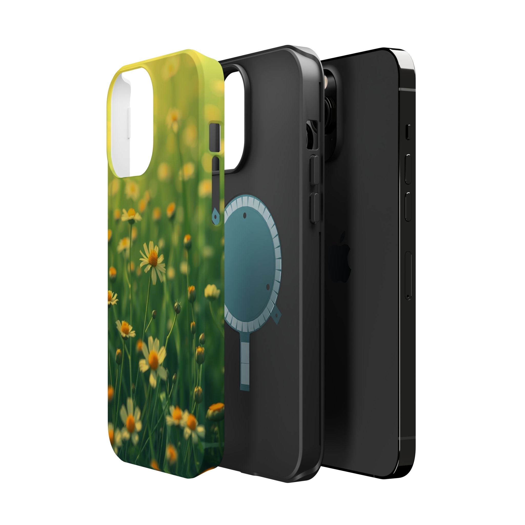 iPhone Emerald Green And Gold Wildflower Field Soft Finish Everyday · iPhone Cas