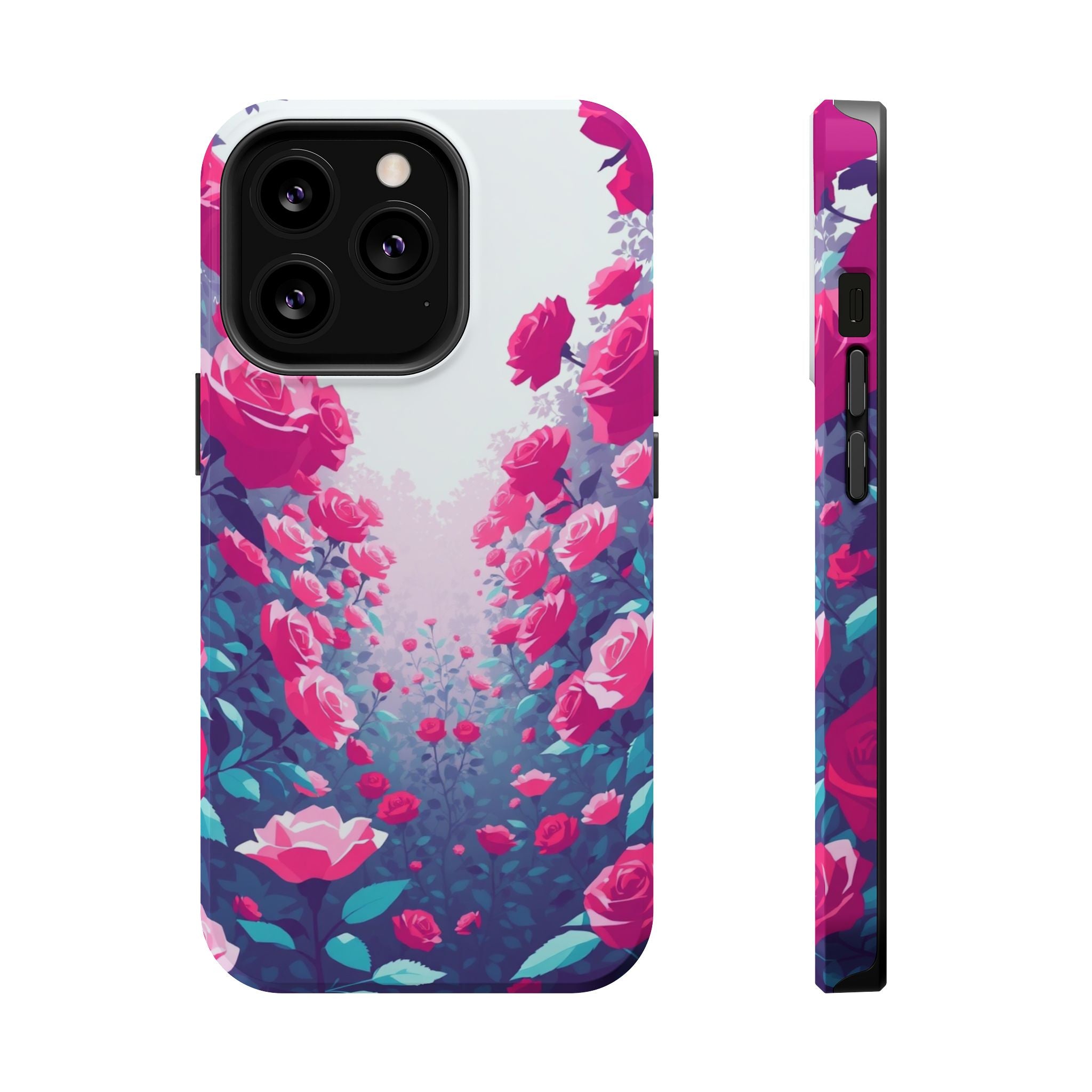 iPhone Cyan And Magenta Rose Garden Slim Everyday Designer Case · iPhone Case
