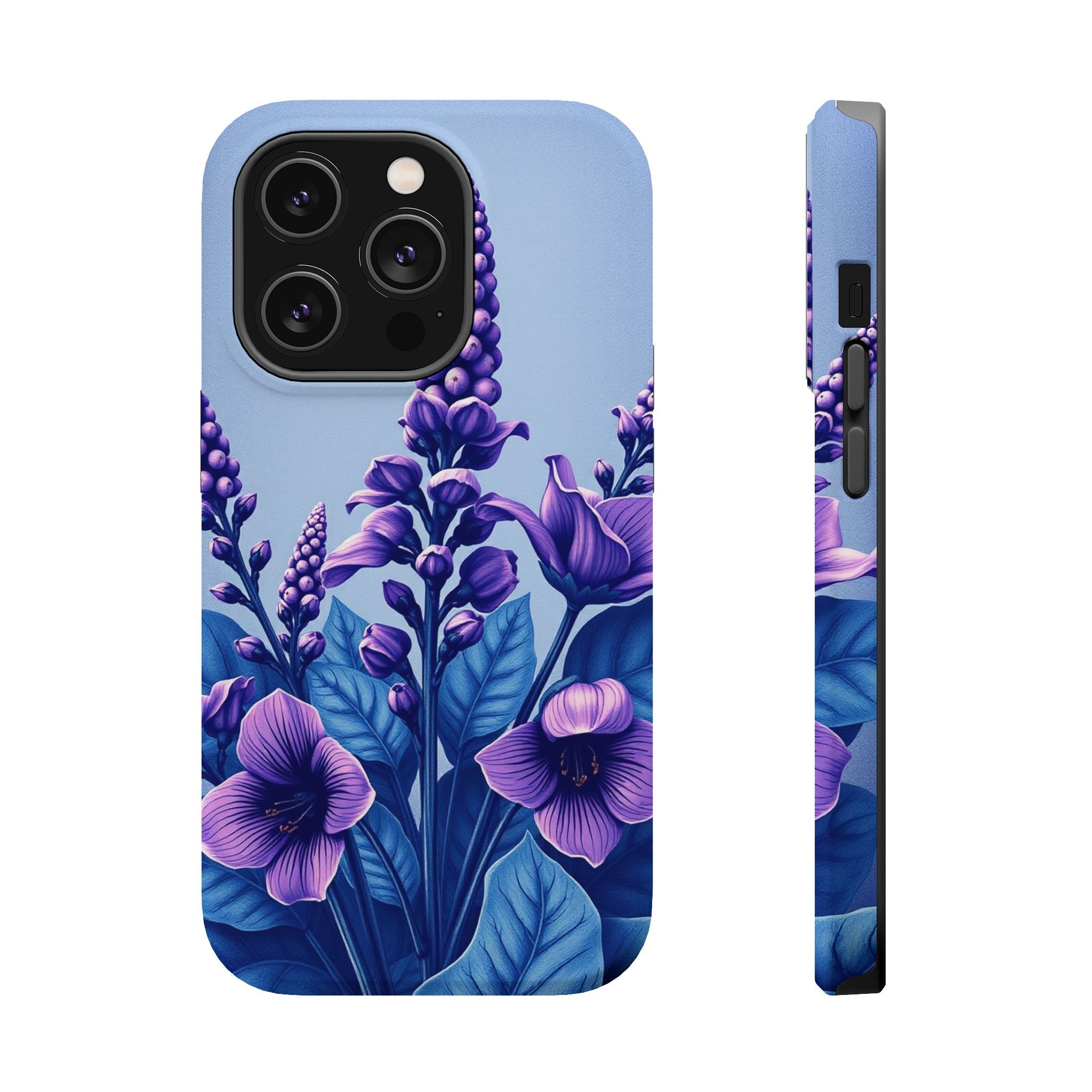 iPhone Indigo And Violet Botanical Illustration Soft iPhone Finish · iPhone Case