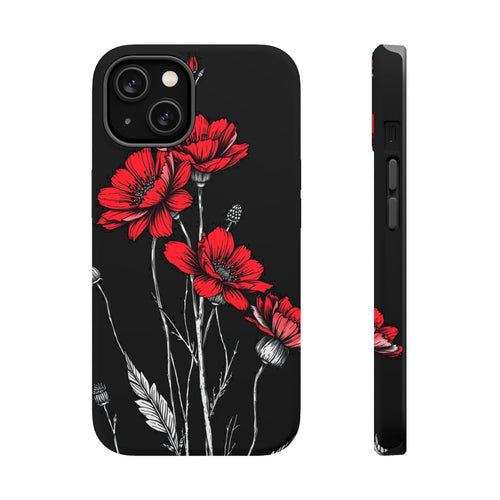 iPhone Black And Crimson Wildflower Bunch Slim Everyday Designer Case · iPhone C