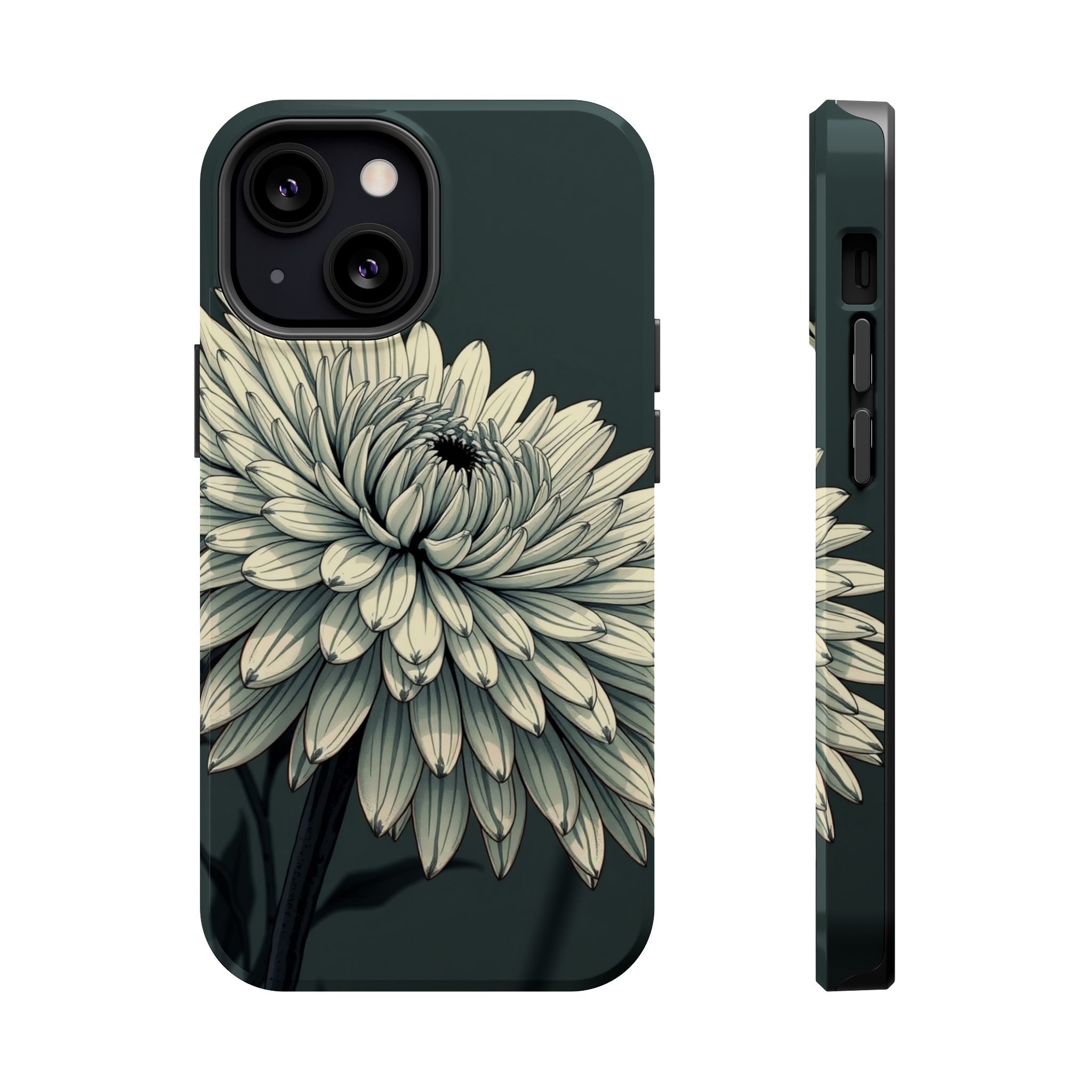 iPhone Chrysanthemum Classic Dark Gothic Ink Carry Case Slim Snap Case · iPhone