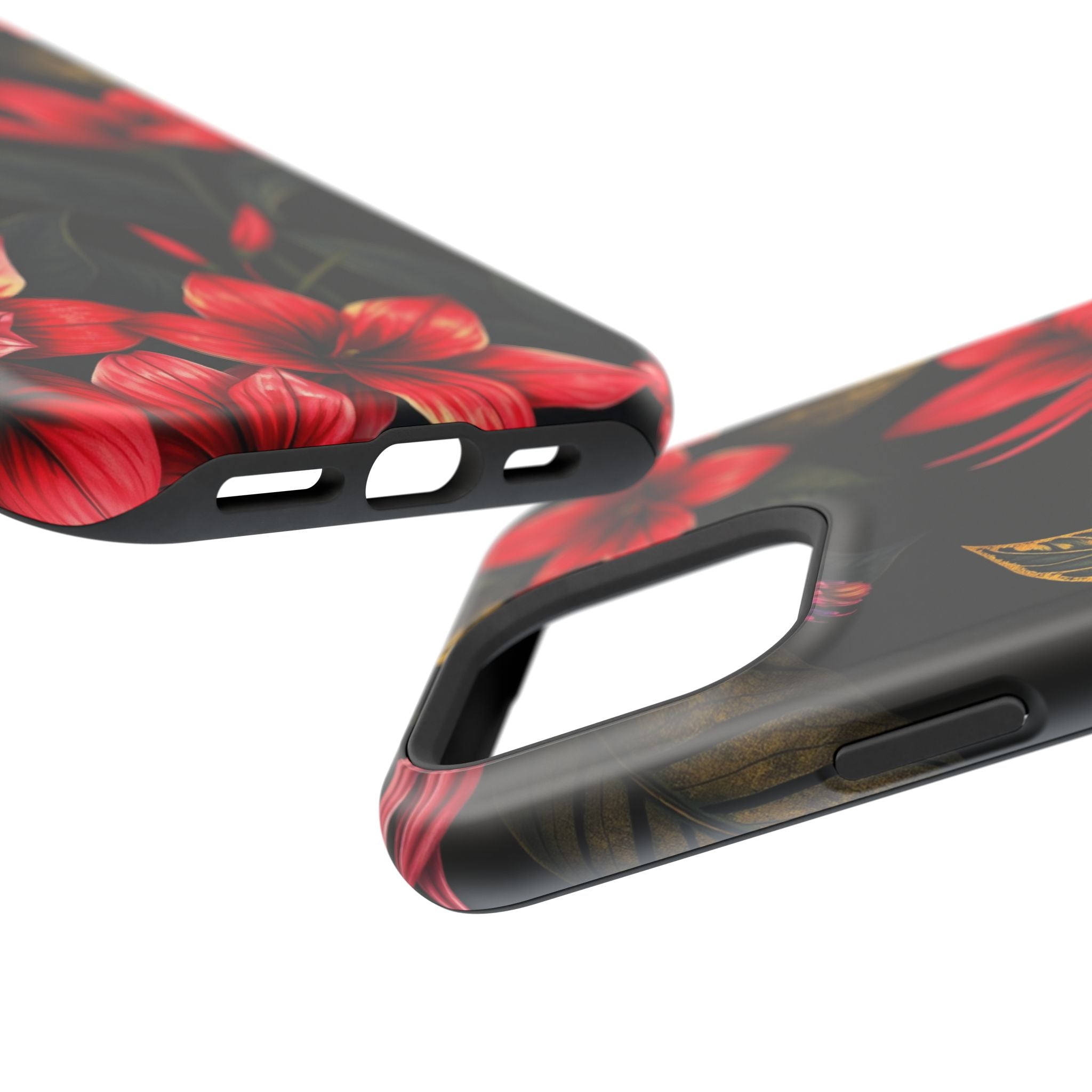 iPhone Black And Crimson Jungle Floral Slim Everyday Designer Case · iPhone Case