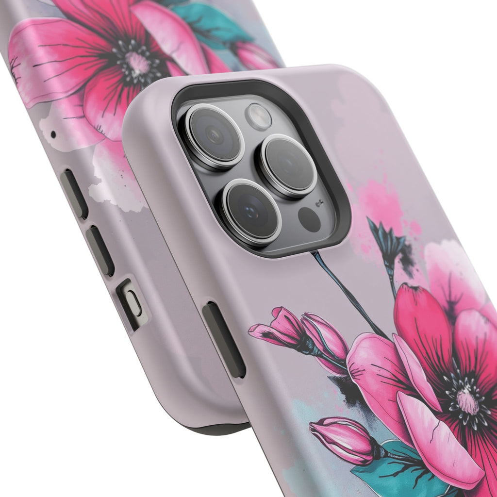 iPhone Mint And Blush Floral Ink Wash Slim Everyday Designer Case · iPhone Case