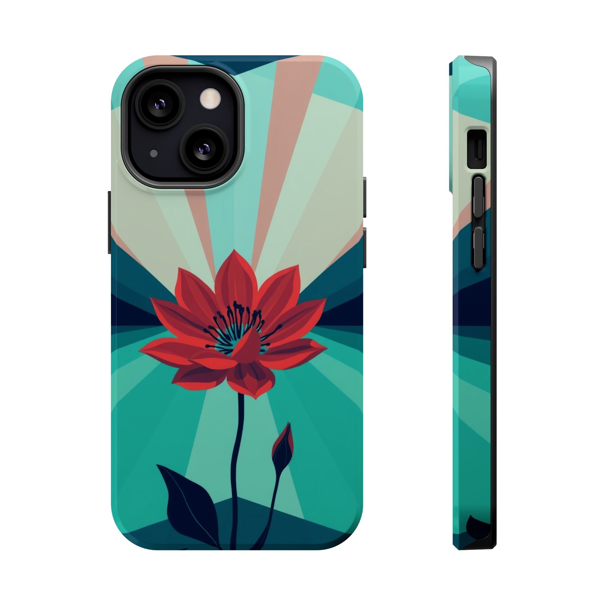 iPhone Teal And Coral Night Bloomer Slim Everyday Designer Case · iPhone Case