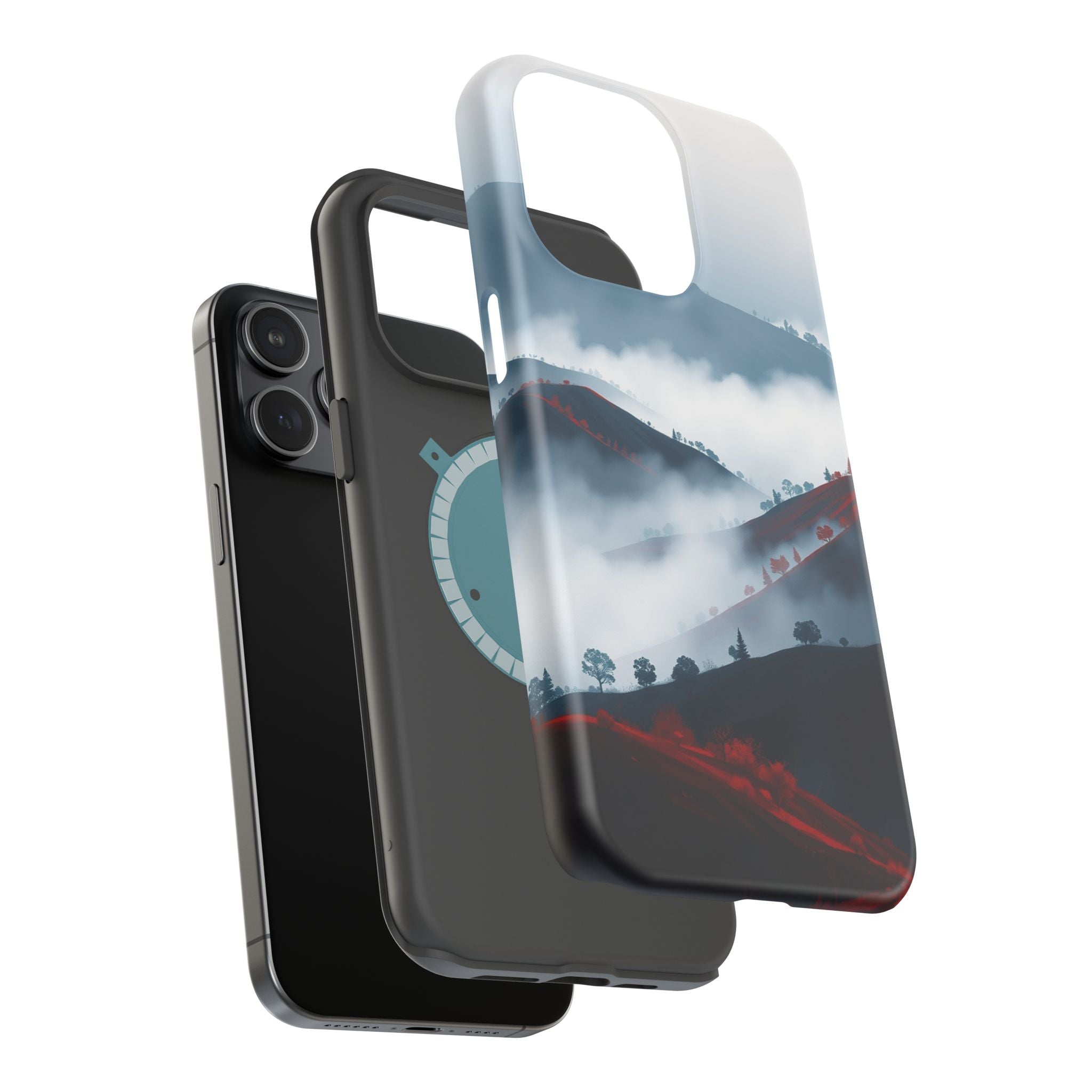 iPhone Black And Crimson Fog Rolling Over Hills Soft iPhone Finish · iPhone Case
