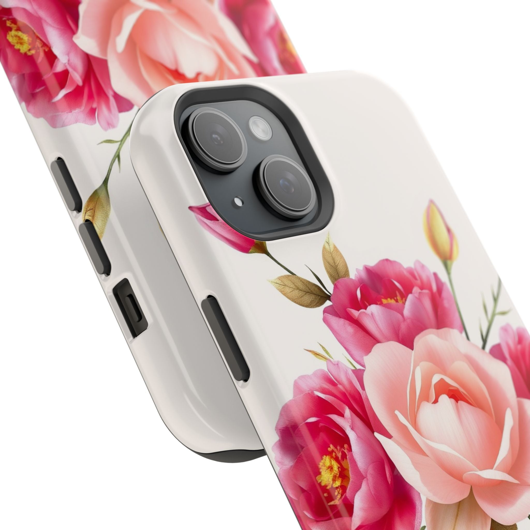 iPhone Rose Pink And Cream Neon Floral Slim Everyday Designer Case · iPhone Case