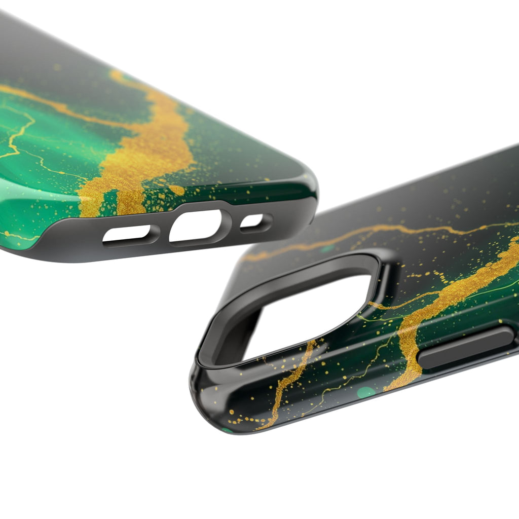 iPhone Emerald Green And Gold Petal Storm Slim iPhone Everyday Designer · iPhone