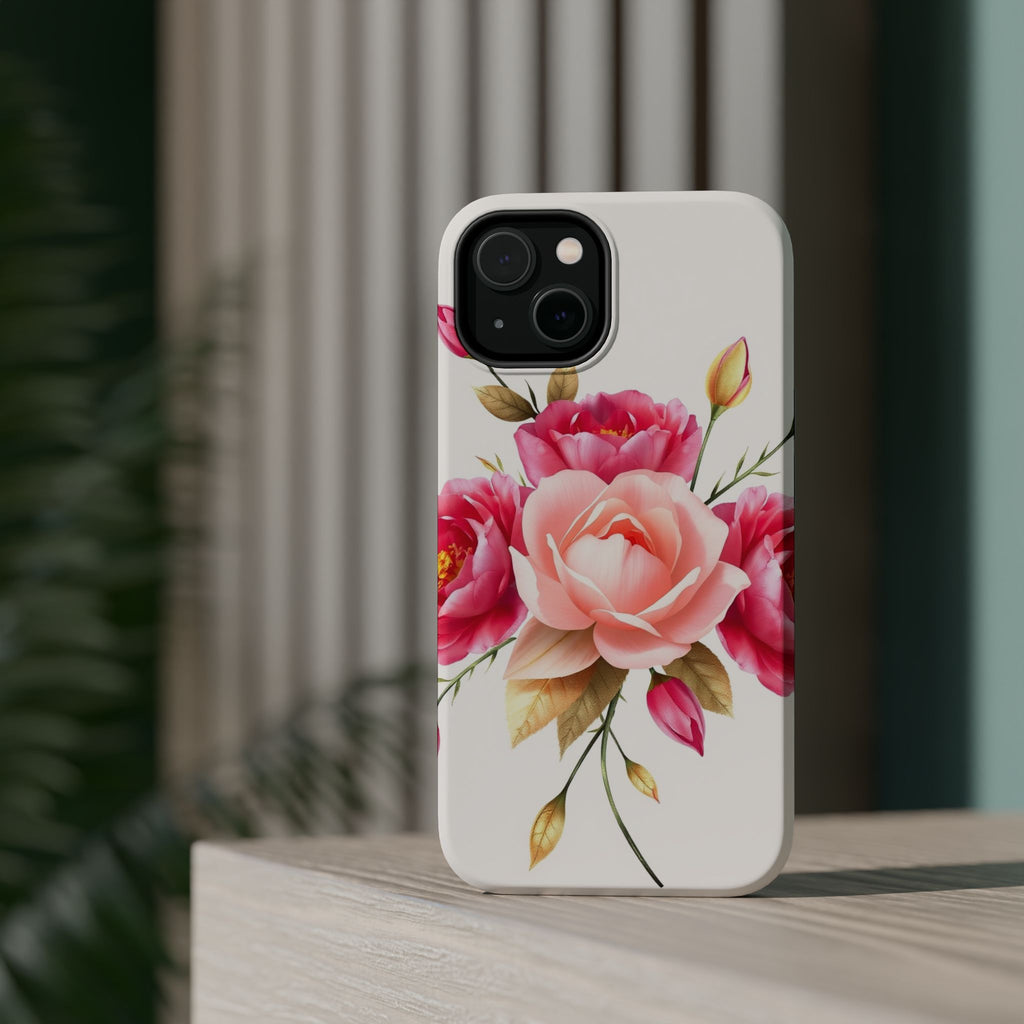 iPhone Rose Pink And Cream Neon Floral Slim Everyday Designer Case · iPhone Case