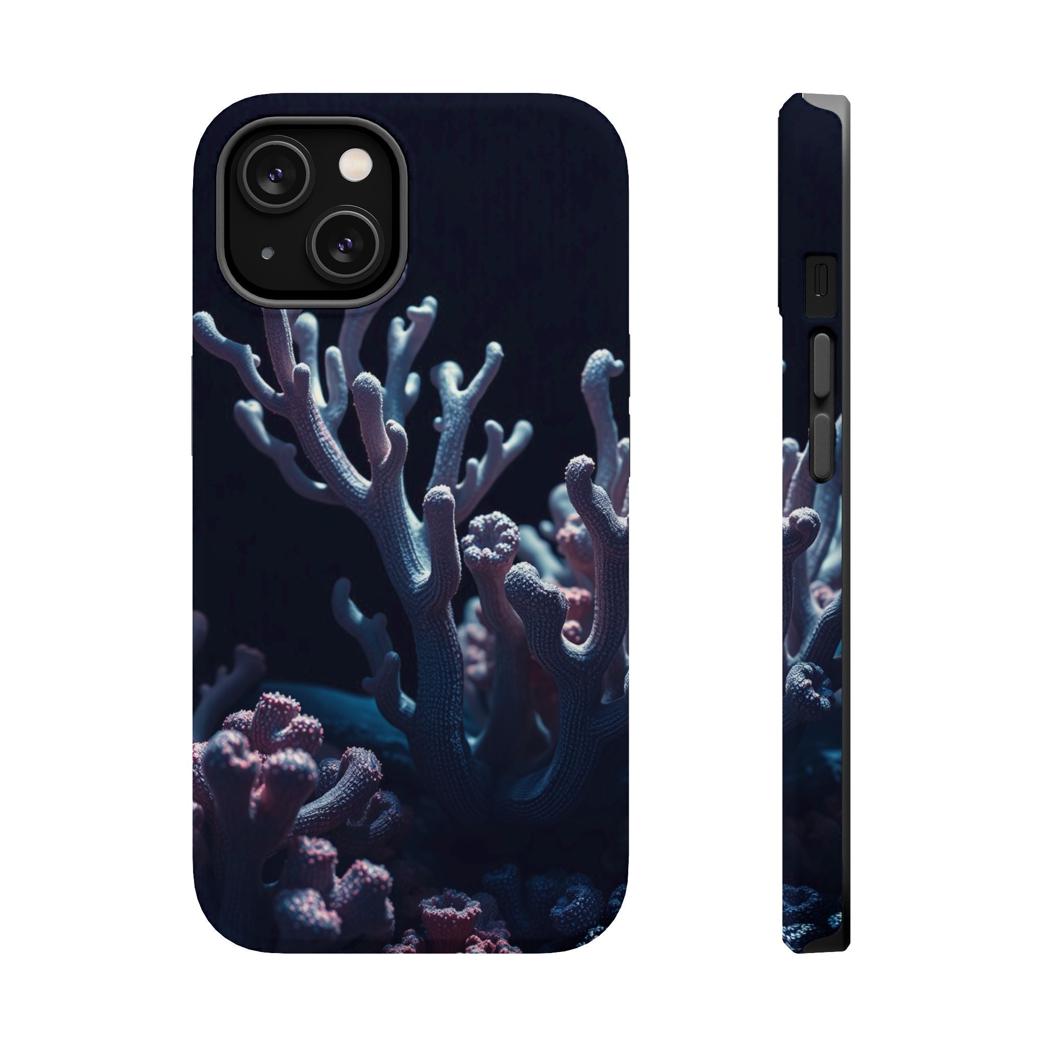 iPhone Midnight Blue And Silver Coral Reef Life Soft iPhone Finish · iPhone Case
