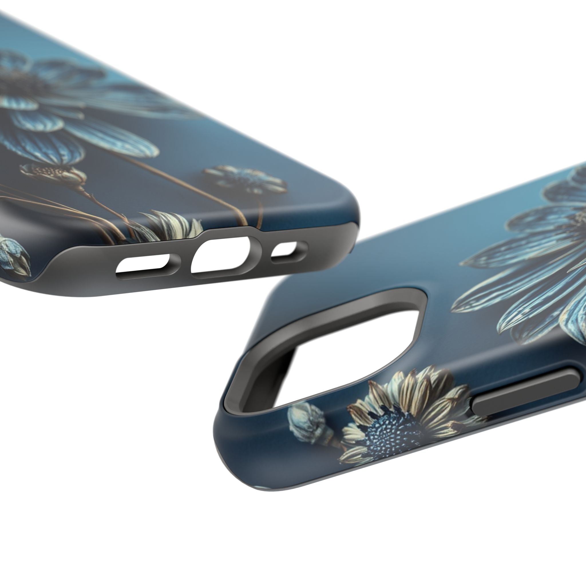 iPhone Midnight Blue And Silver Dried Flower Flat Lay iPhone 15 · iPhone Case