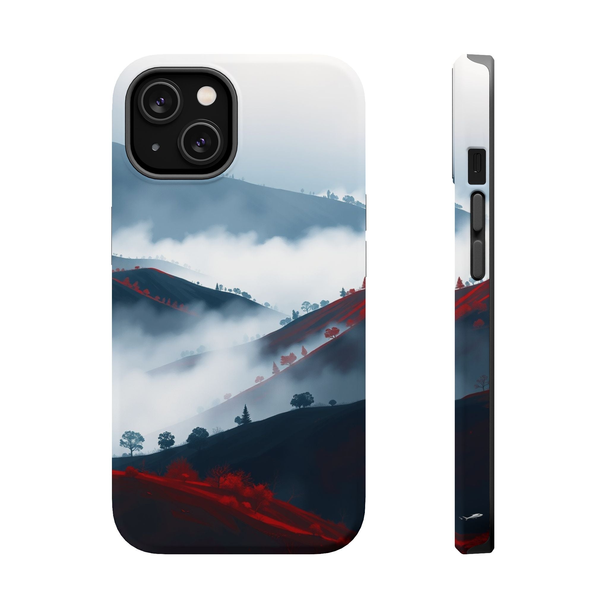 iPhone Black And Crimson Fog Rolling Over Hills Soft iPhone Finish · iPhone Case