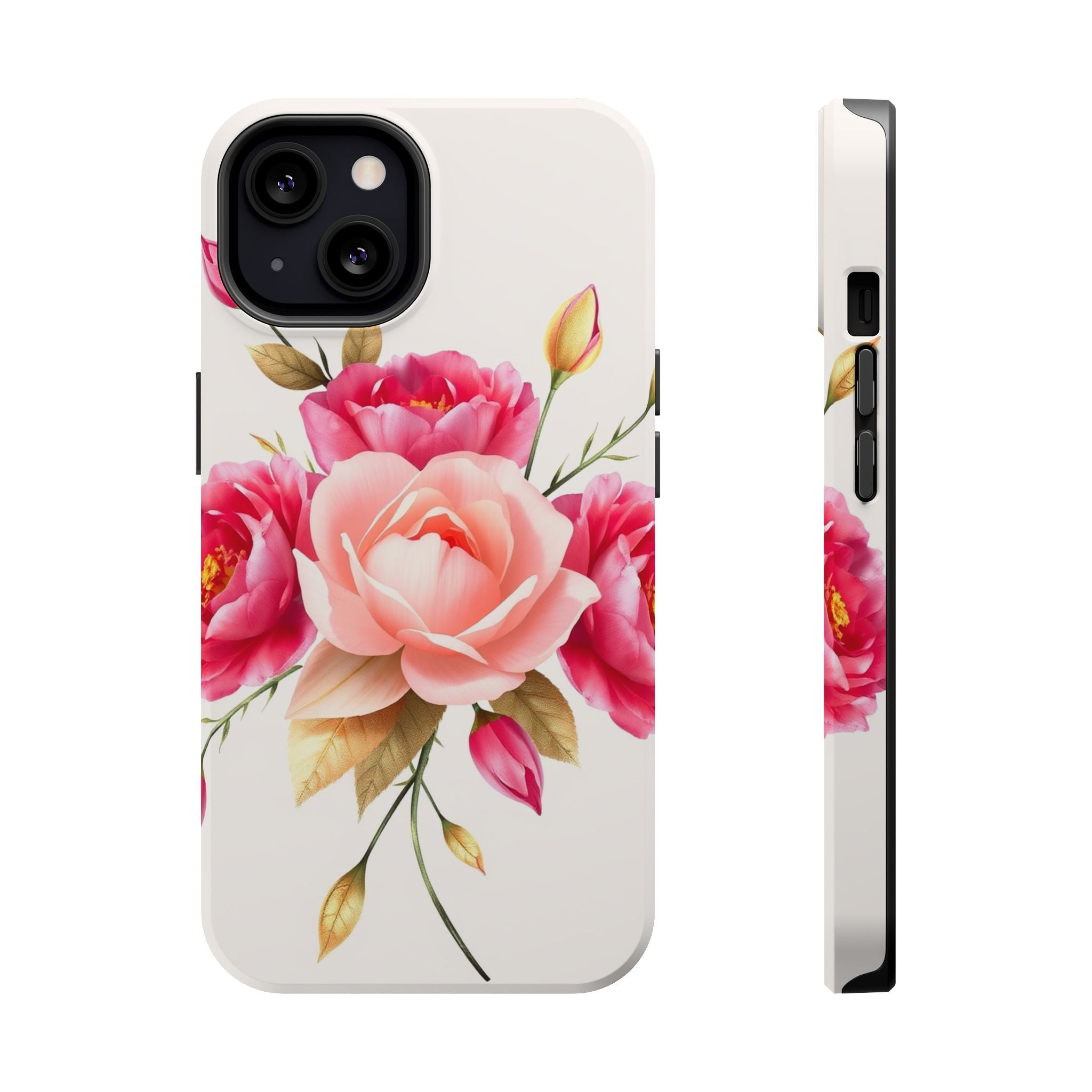 iPhone Rose Pink And Cream Neon Floral Slim Everyday Designer Case · iPhone Case